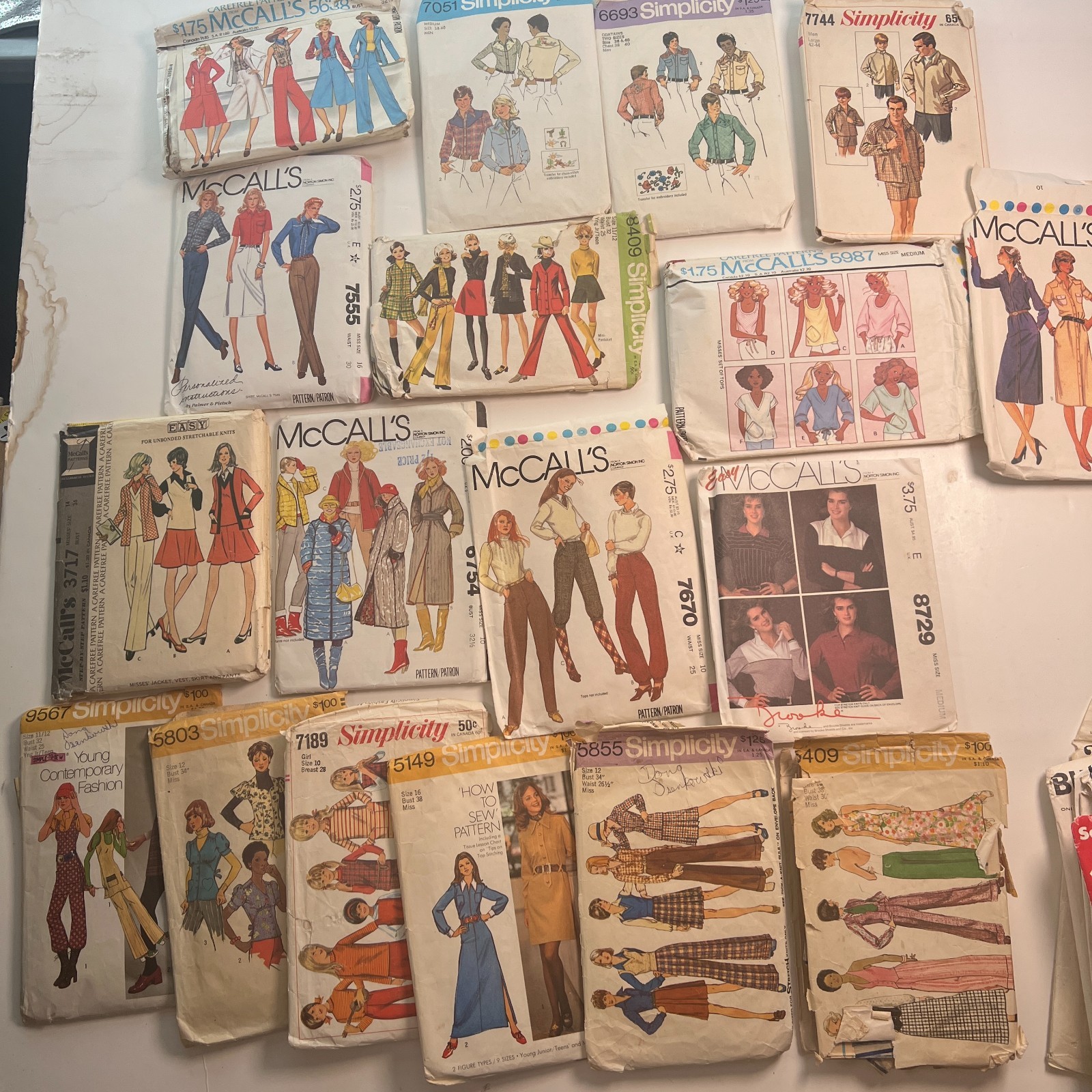 Vtg McCall's Simplicity Butterick Lot Of 27 Sewing Patterns Brook Shields Mens