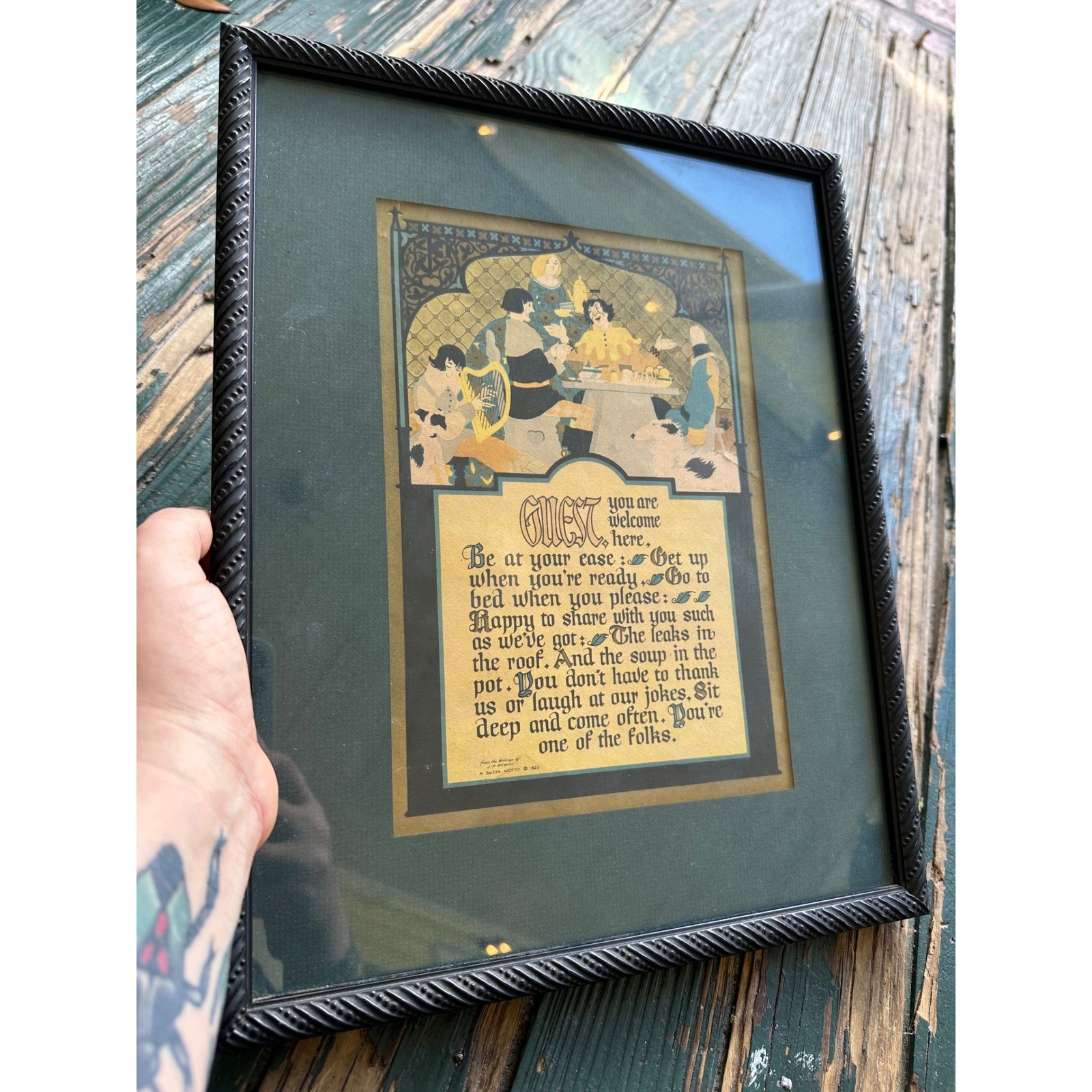 Vintage 1925 Buzza Motto Guest You Are Welcome Here JP McEvoy Framed Print Art