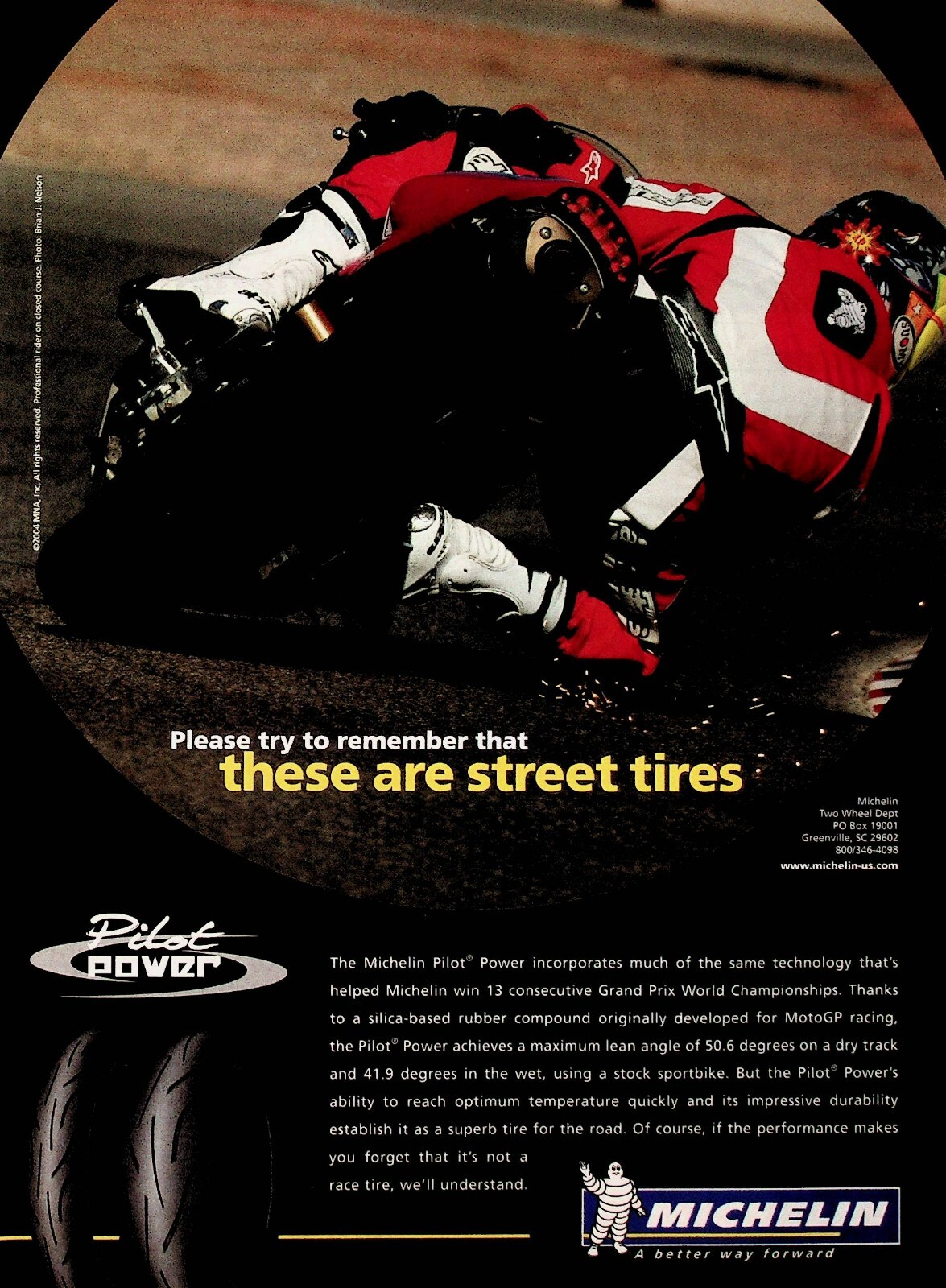 2005 Michelin Pilot Power Motorcycle Street Tires - Vintage Ad