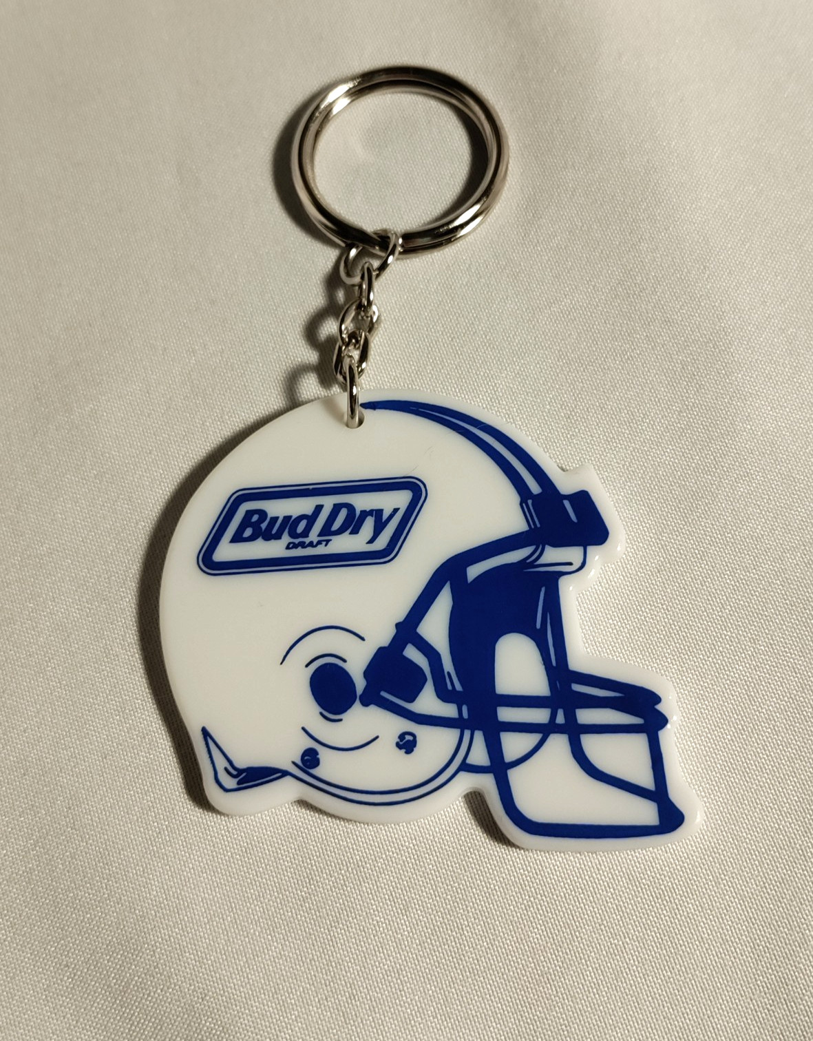 Vintage Bud Dry White Football Helmet Key Chain