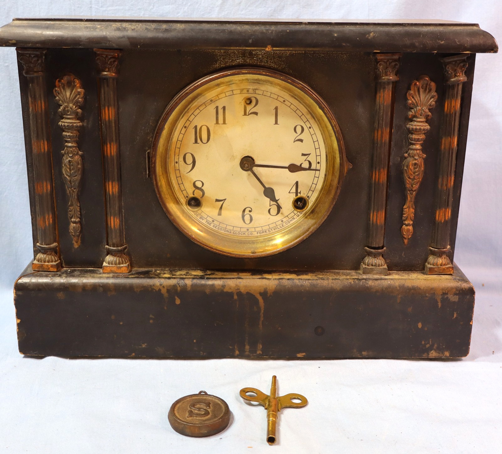 Antique Sessions Mantel Clock 8 Day
