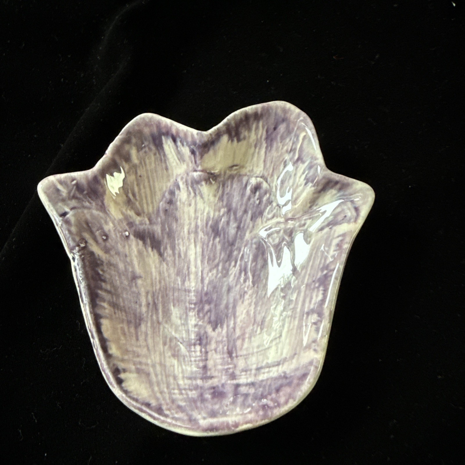  Stangl Purple Tulip Pottery Tulip Shape Trinket Dish Hand Painted RARE