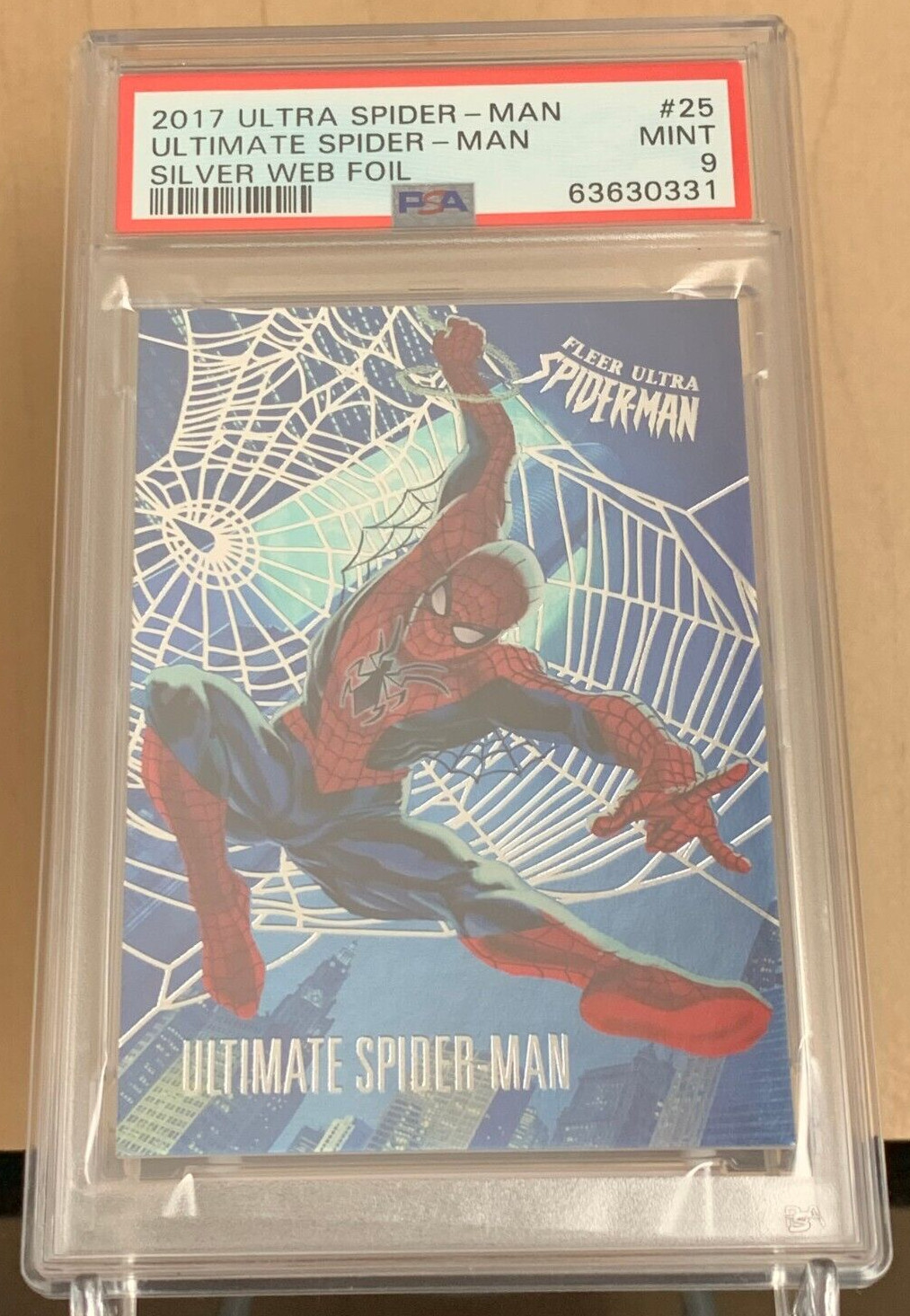 2017 Fleer Ultra Spider-Man💎 SPIDER-MAN💎 Silver Web Foil💎PSA 9 POP 2 (None ^)