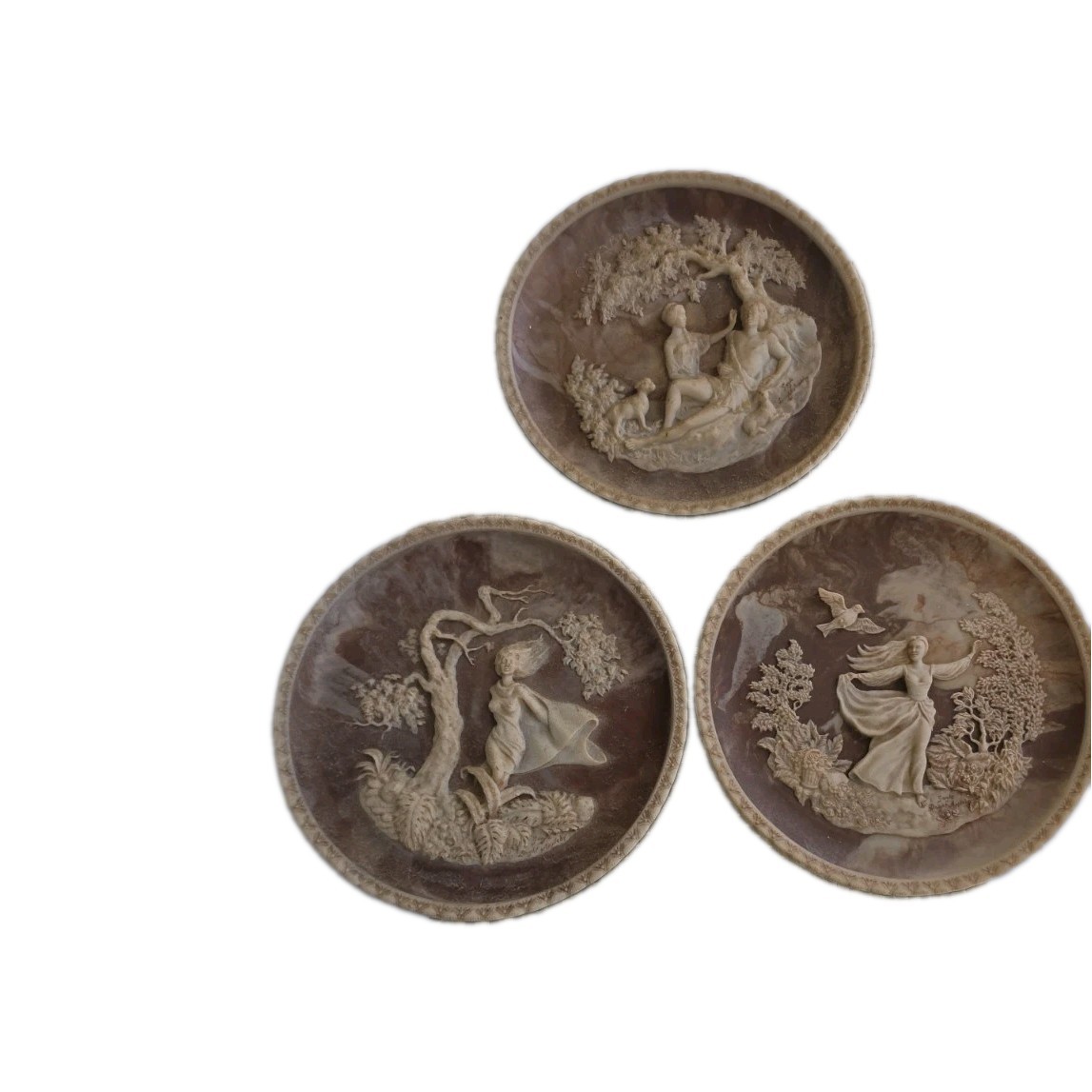 Incolay Studios Romantic Poets Set of 3 Limited Edition Sculpted Stone Plates