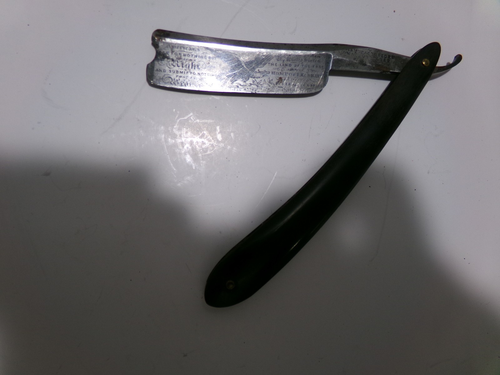 Wade and Butcher razor antique straight razor RARE W/ EAGLE /LAND OF THE FREE Wade and Butcher razor antique straight razor RARE W/ EAGLE /LAND OF THE FREE