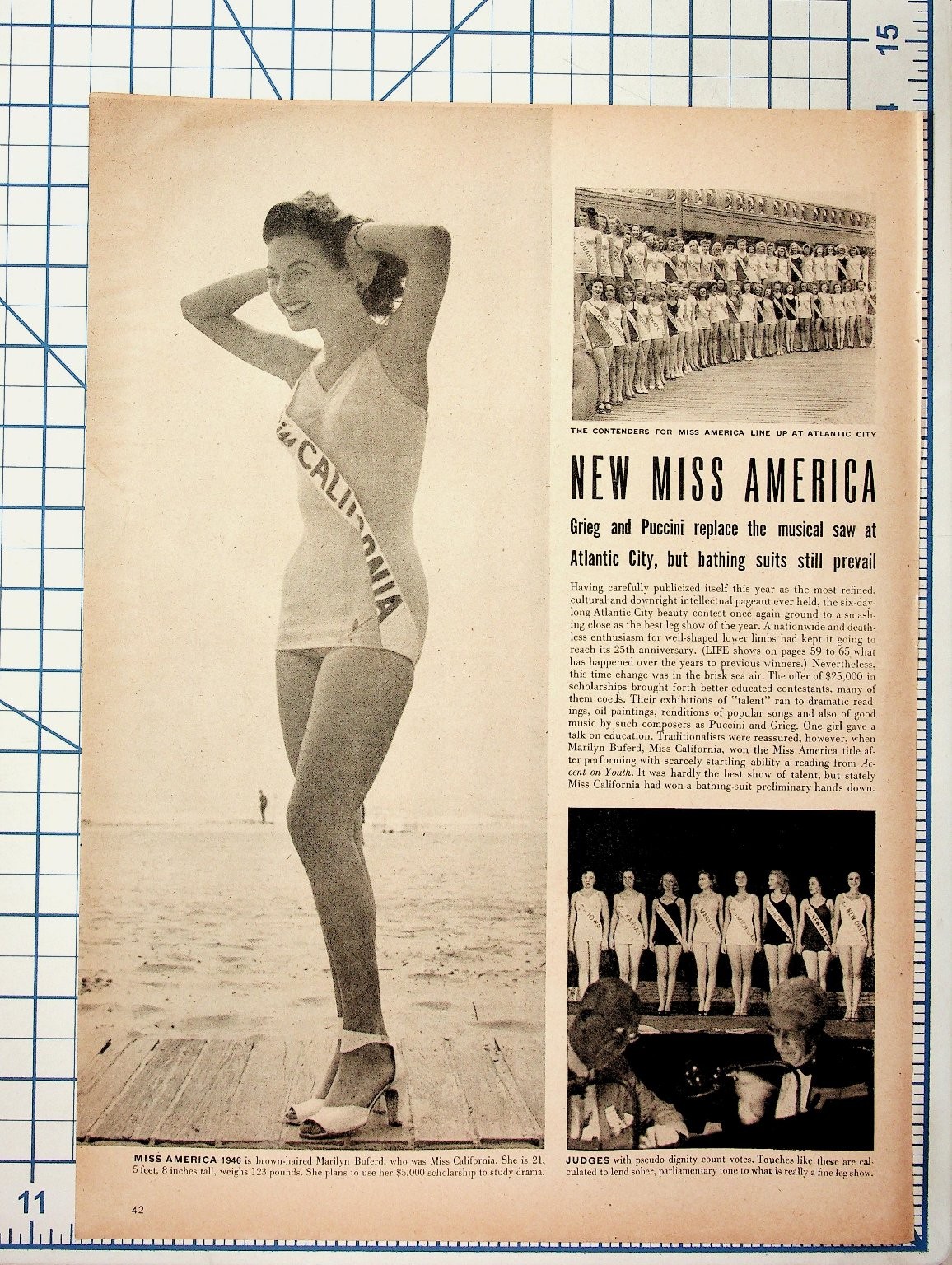 1948 Miss America Pageant Magazine Page Marilyn Buferd Miss California LIFE