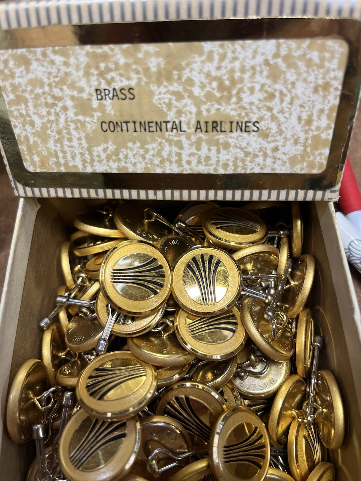 Vintage Unused Continental Airlines Uniform Brass Buttons