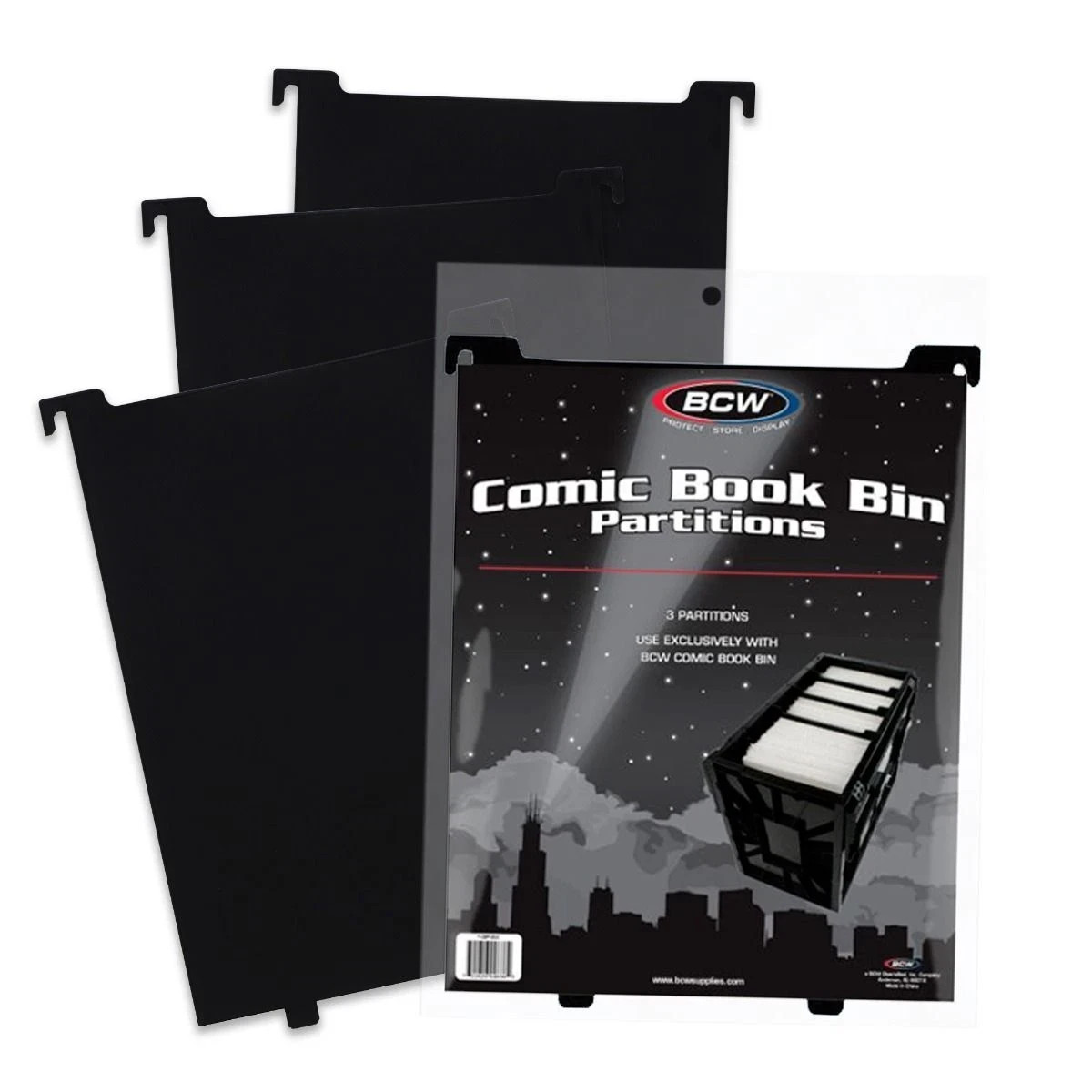 BCW Black Comic Book Bin Partitions 3 Regular Dividers Short or Long -Not Graded