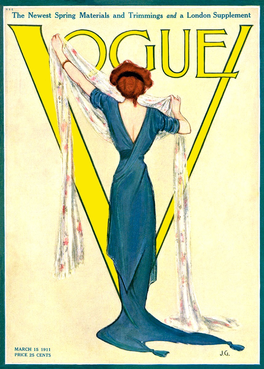 Vogue Magazine Cover c1910s Poster - Fashion Illustration 24x36” RARE Reprint