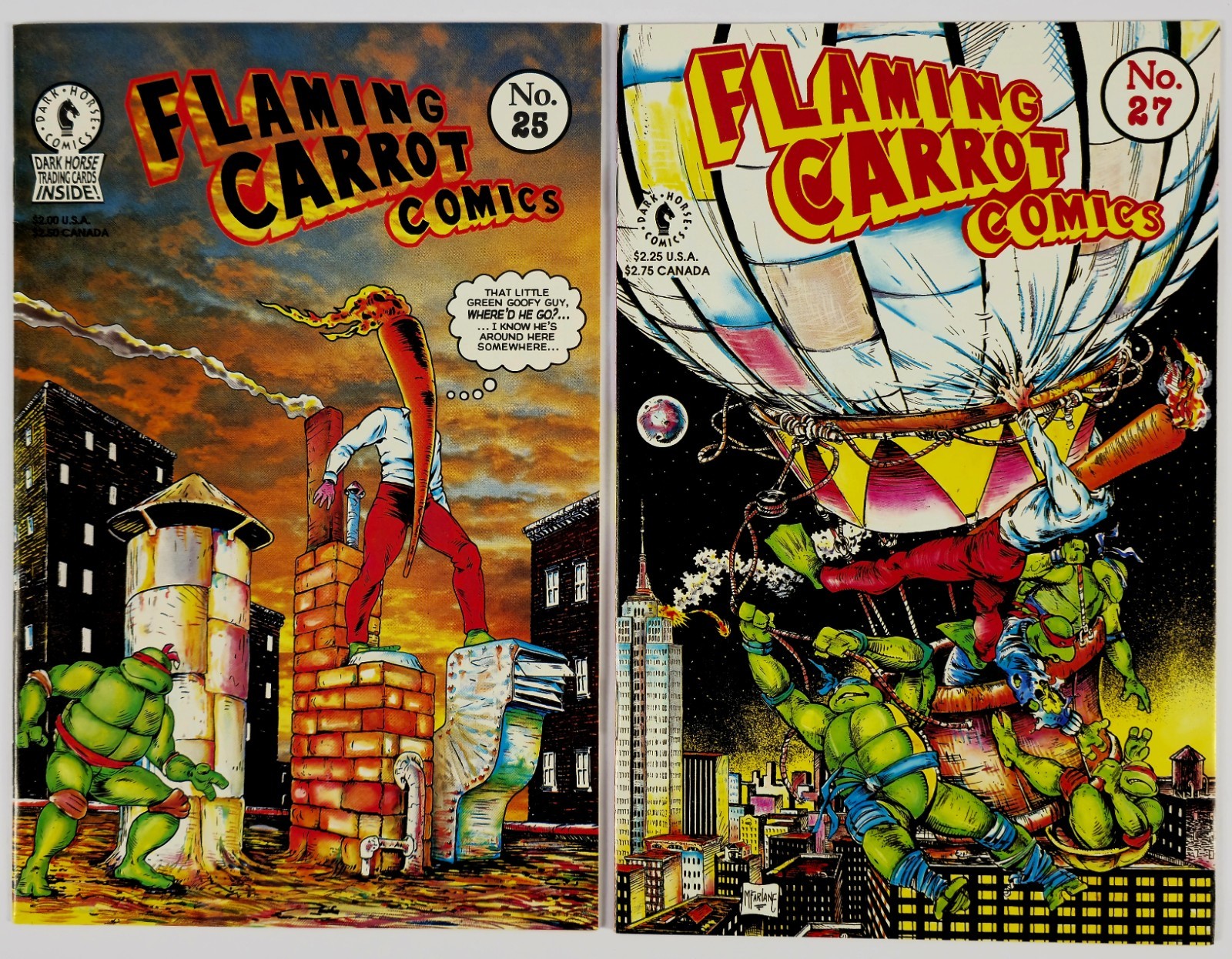 Flaming Carrot Comics #25 #27 McFarlane  Dark Horse TMNT Crossover Near Mint