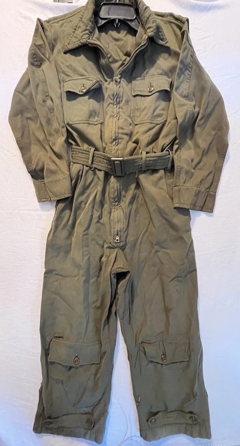 VTG WWII 40s USAAF USAF Summer Flying Suit belted talon zip