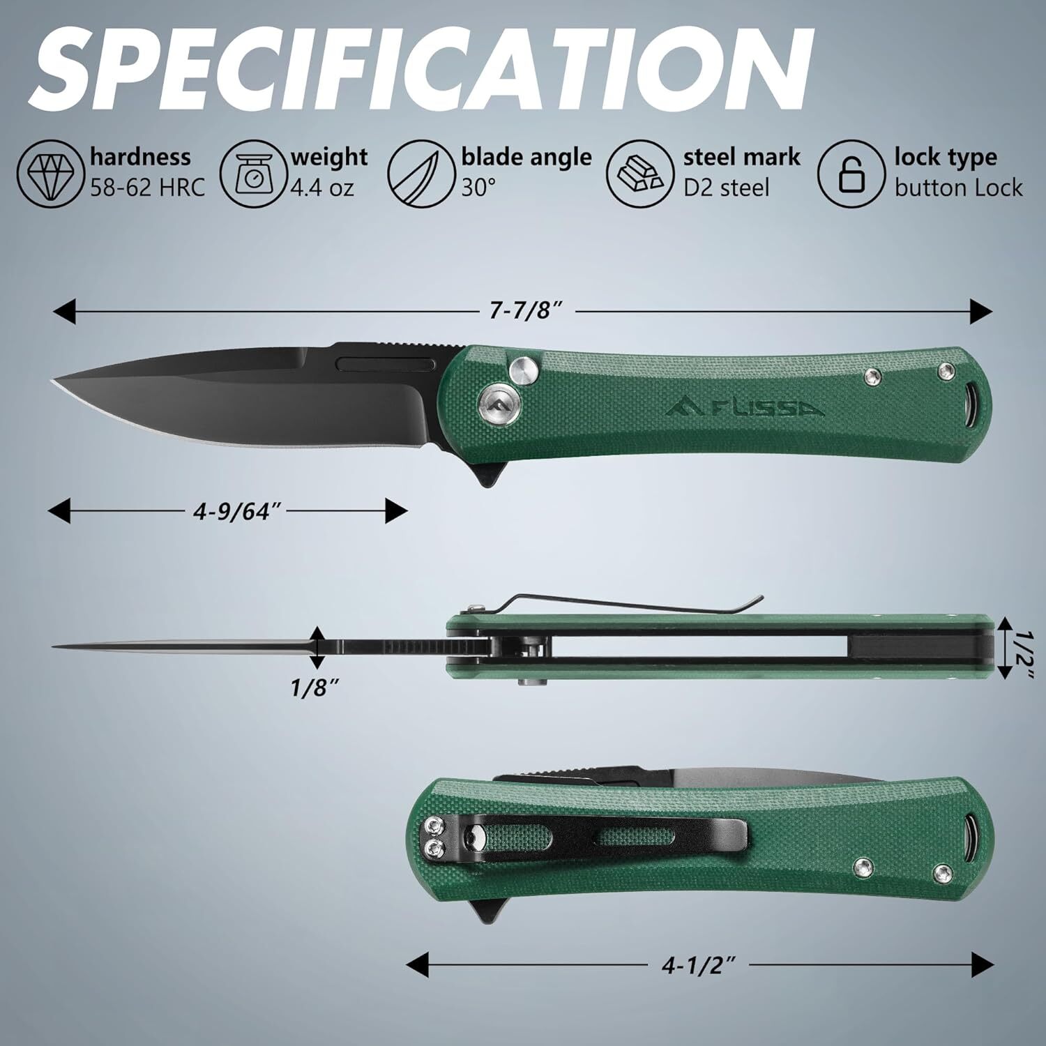 FLISSA Folding Pocket Knife, 4.5