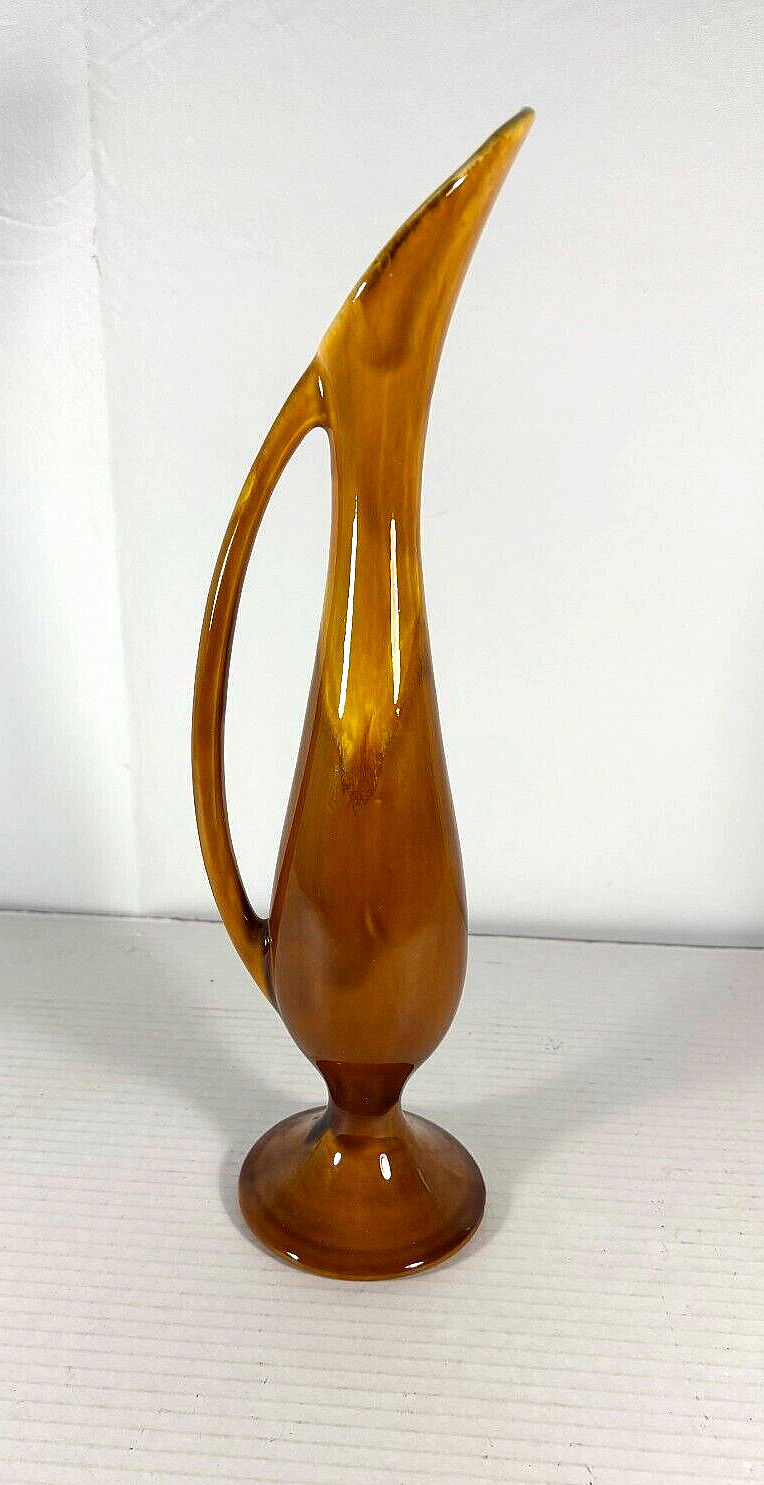 Vintage Haeger 4044 Mustard Drip Glaze Pitcher Vase 13.5