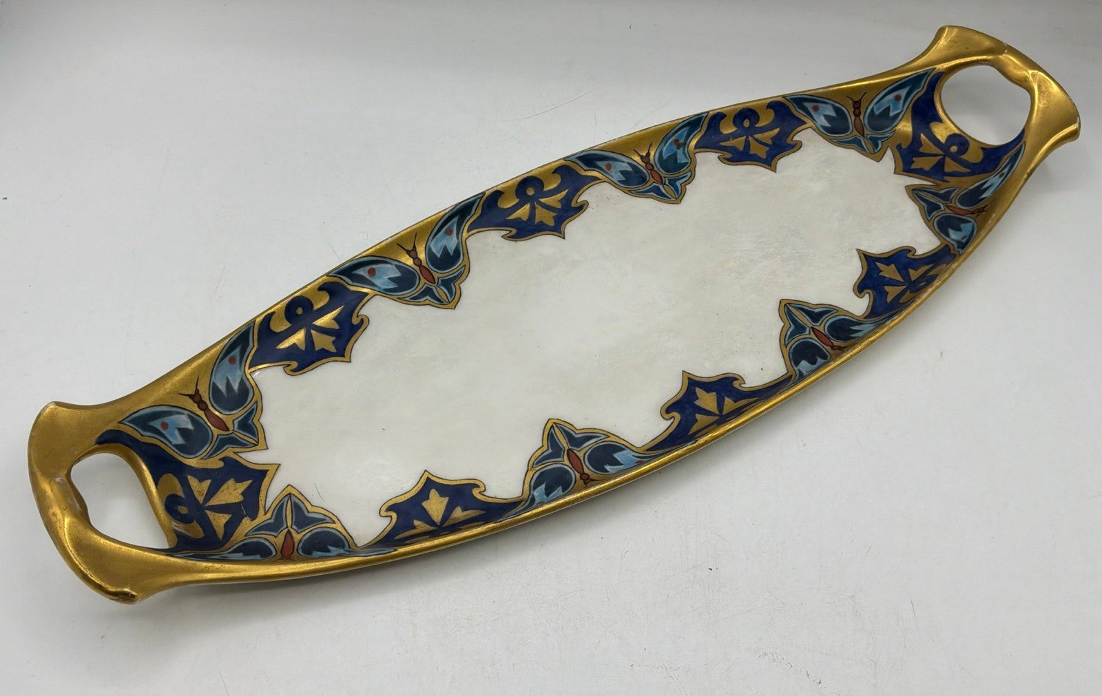 Antique Vignaud Limoges Porcelain serving tray Art Nouveau L.B. Merrill 15