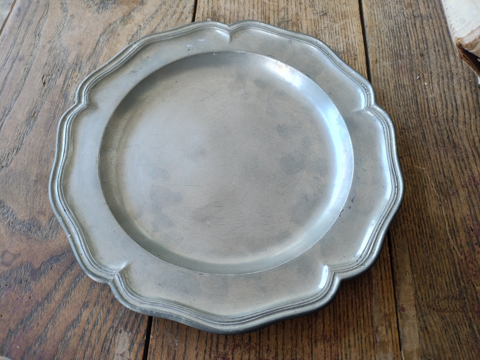 Antique Pewter Plate 1700s Schott 9 Inch Scalloped Edge Philipp 18th Century 