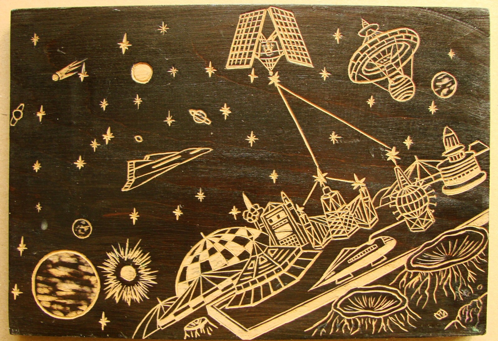 Ukrainian Soviet USSR  plaque Space station galaxy kosmos spaceship UFO RARE