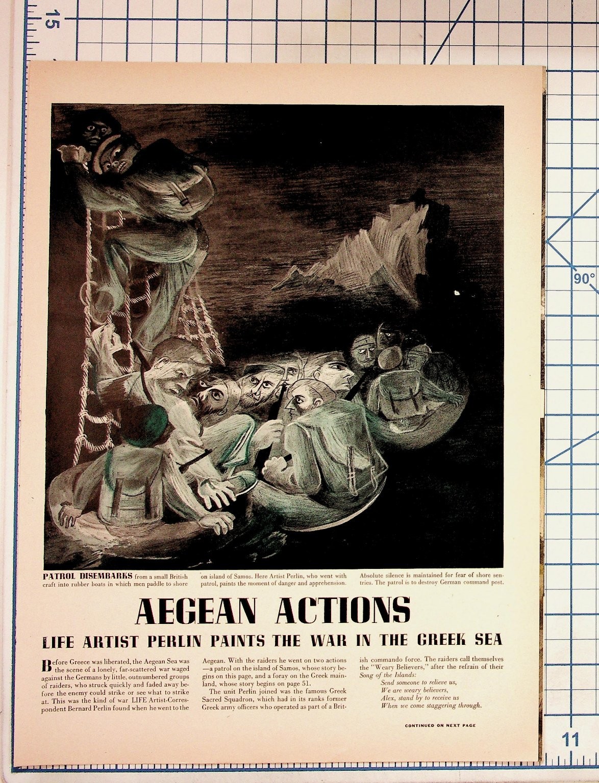 1940s Life Magazine Article WWII Aegean Actions Bernard Perlin Greece Art