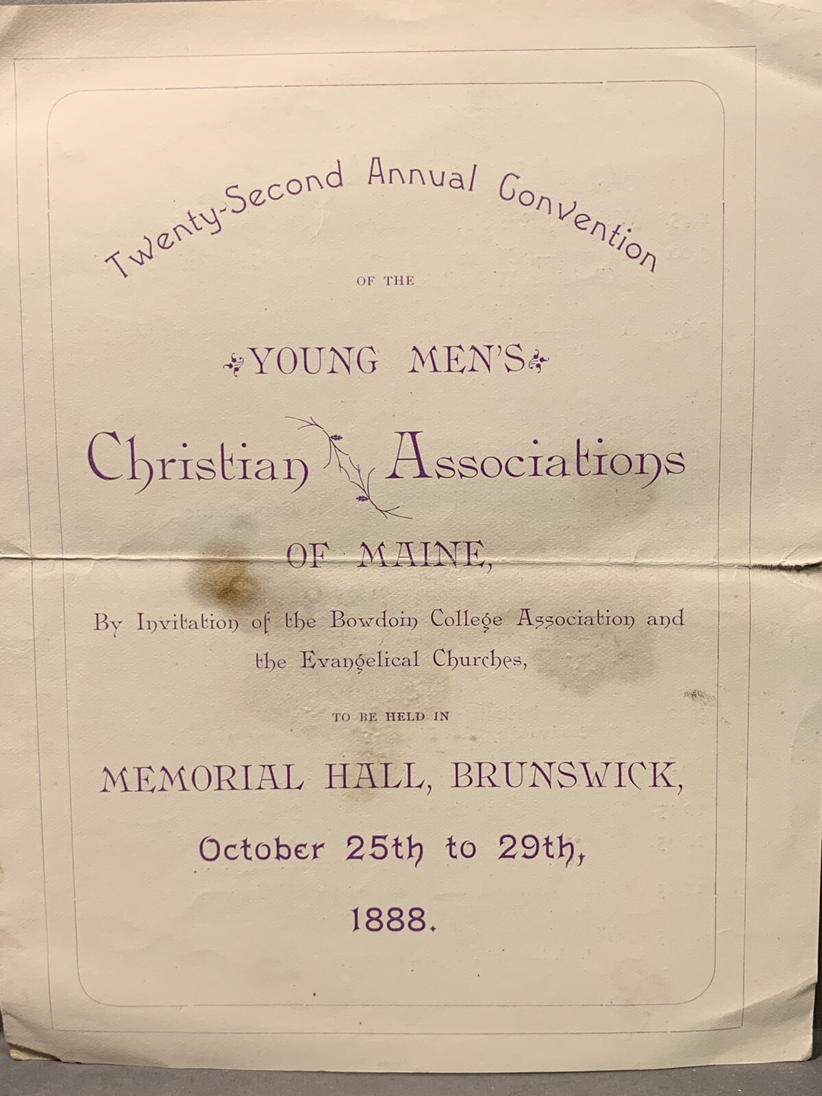 Young Mens Christian Association Maine YMCA Convention Program Bowdoin College