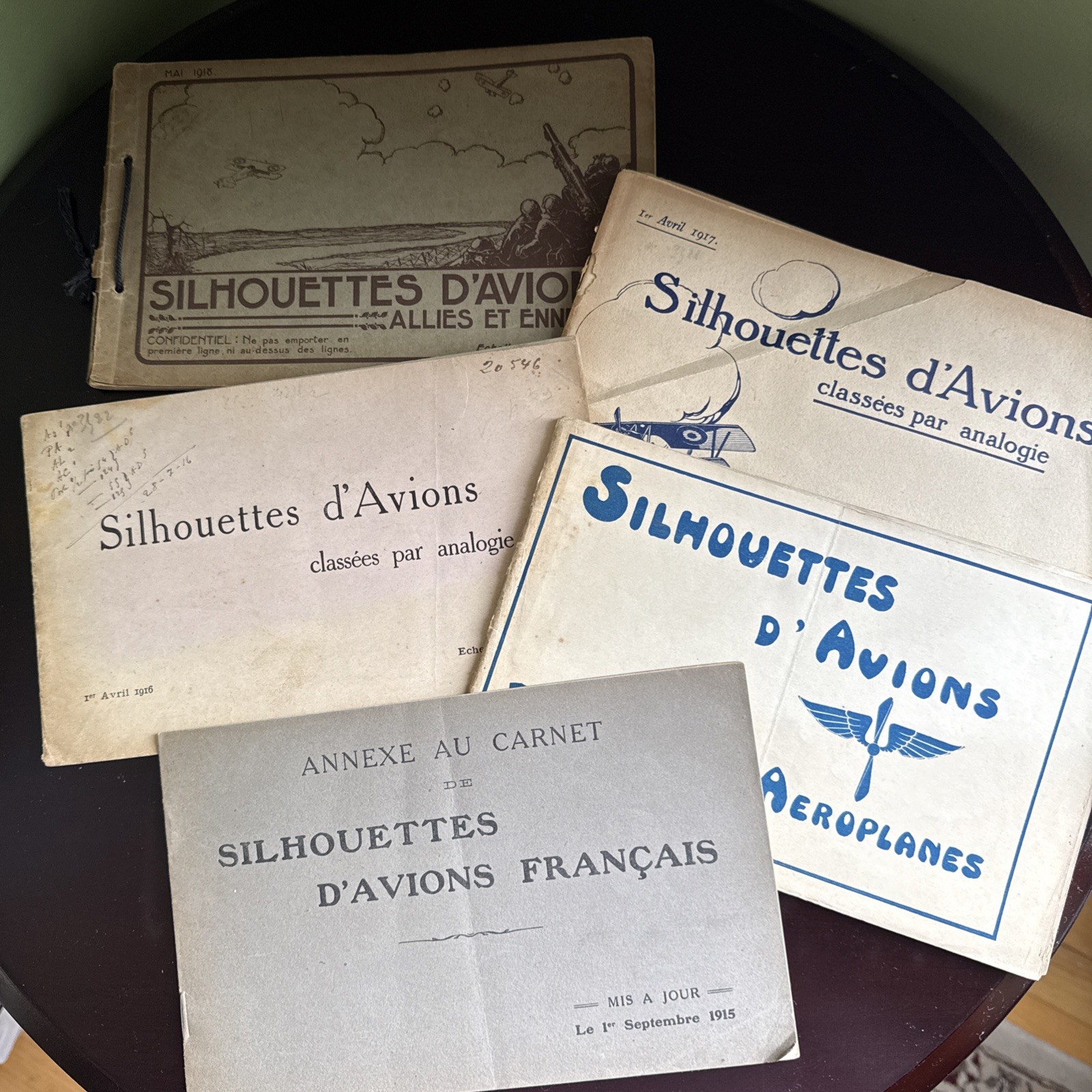 WWI Airplane ID 5 Silhouettes d\' Avions Aeroplanes French Booklets 1915-1918