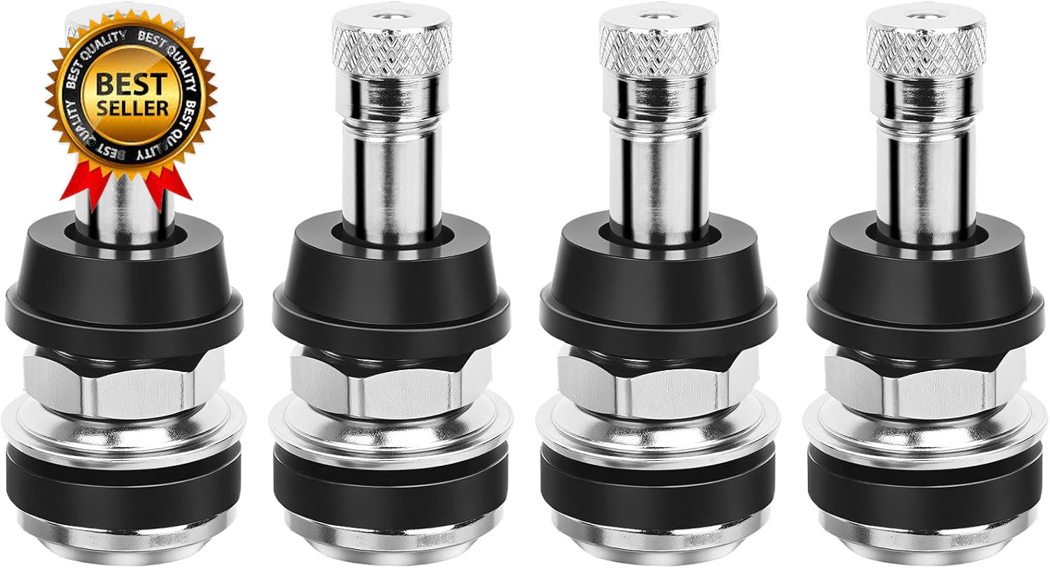 TR416 Valve Stem 4 Pack Premium Metal Tire Valve Stems for Tubeless Tires...