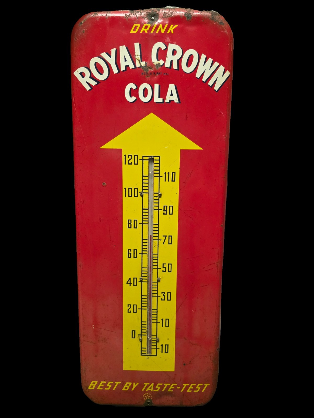 1940s-1950s Metal Royal Crown Cola Advertising Thermometer