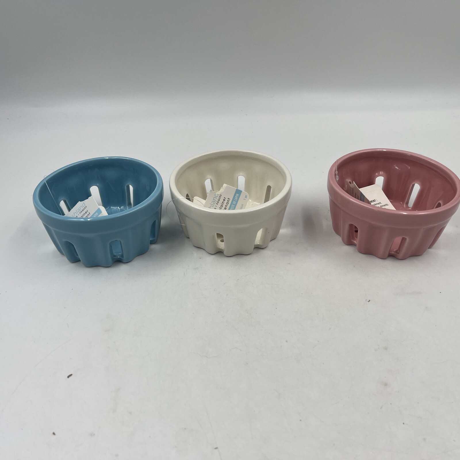Ashland Ceramic 4.5x2.5in Blue, Pink & White Container Set BB01B27038
