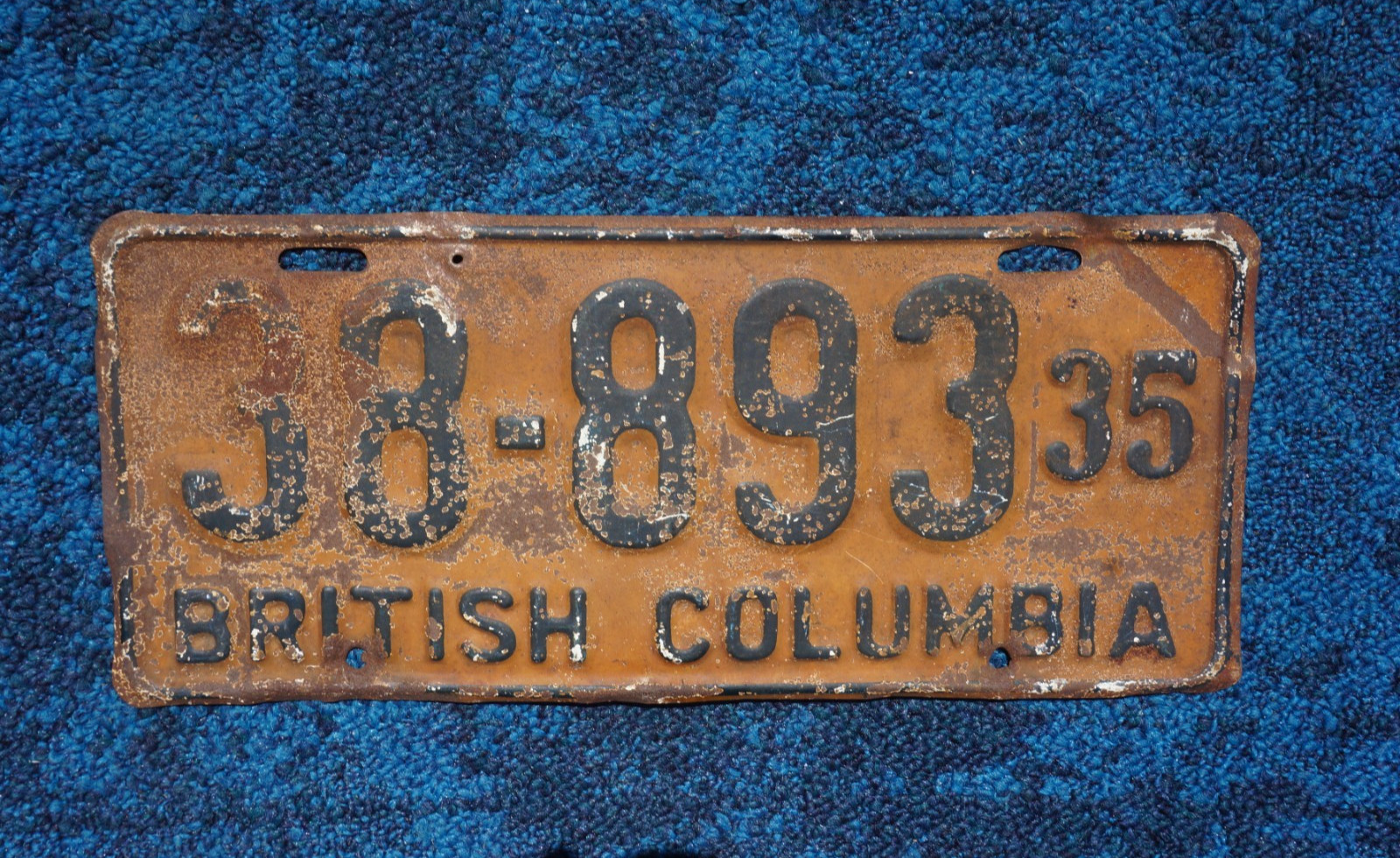1935 BRITISH COLUMBIA Canada License Plate