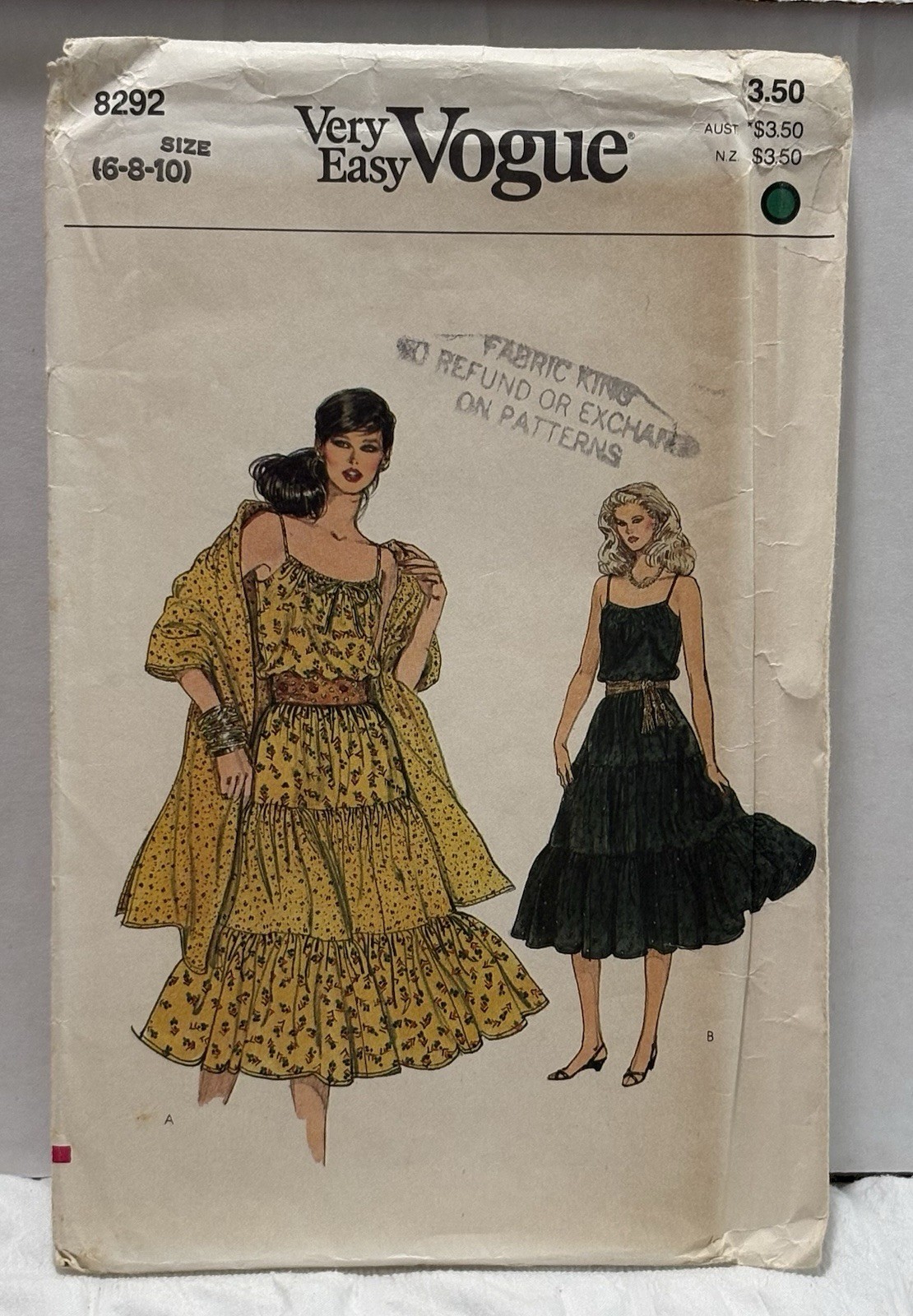 Vogue 8292 Size 6-8-10 Misses Dress And Shawl *PREOWNED* UNUSED 
