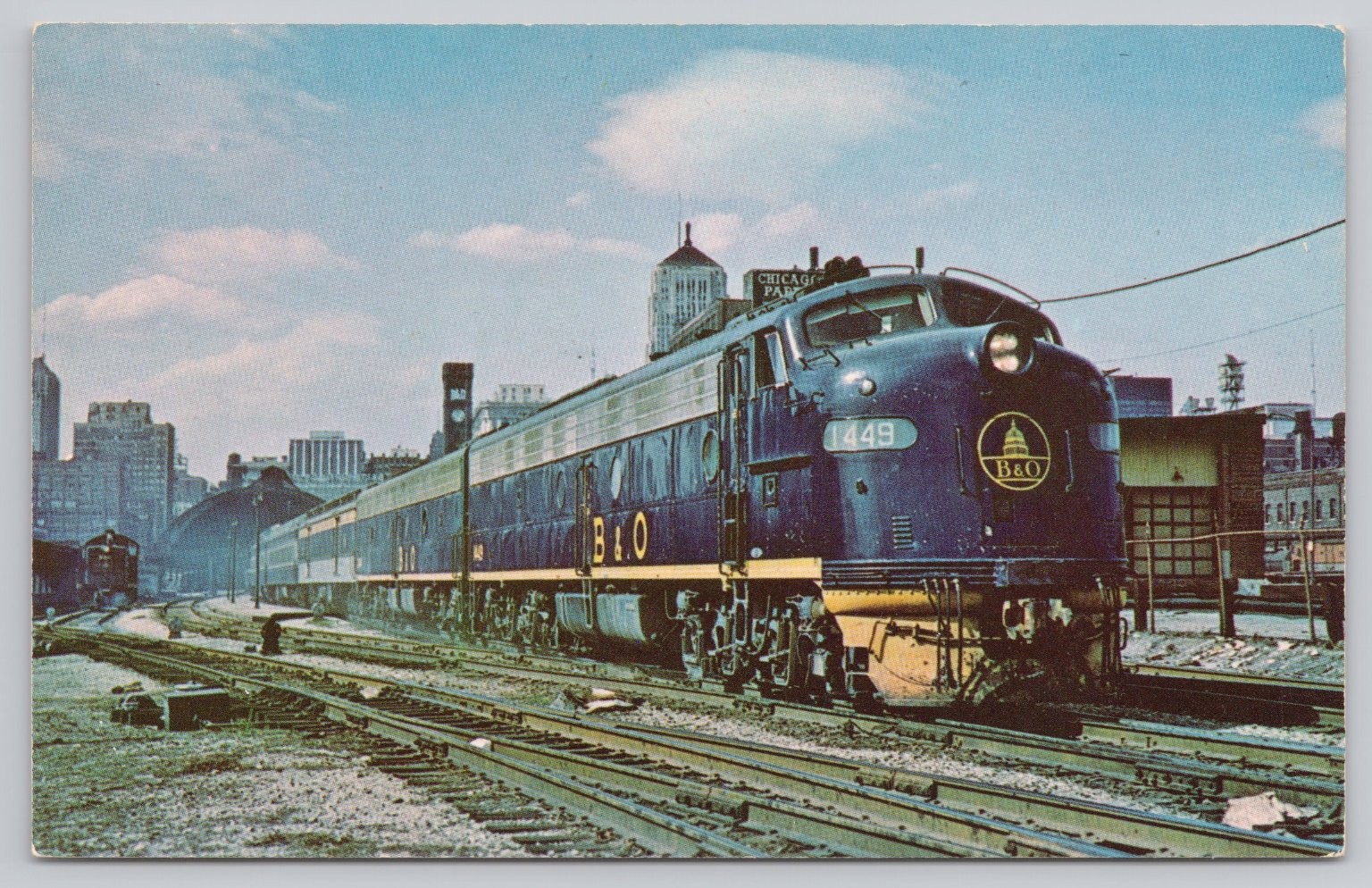 1967 B&O Capitol Limited Train Leaving Chicago Grand Central Station Postcard