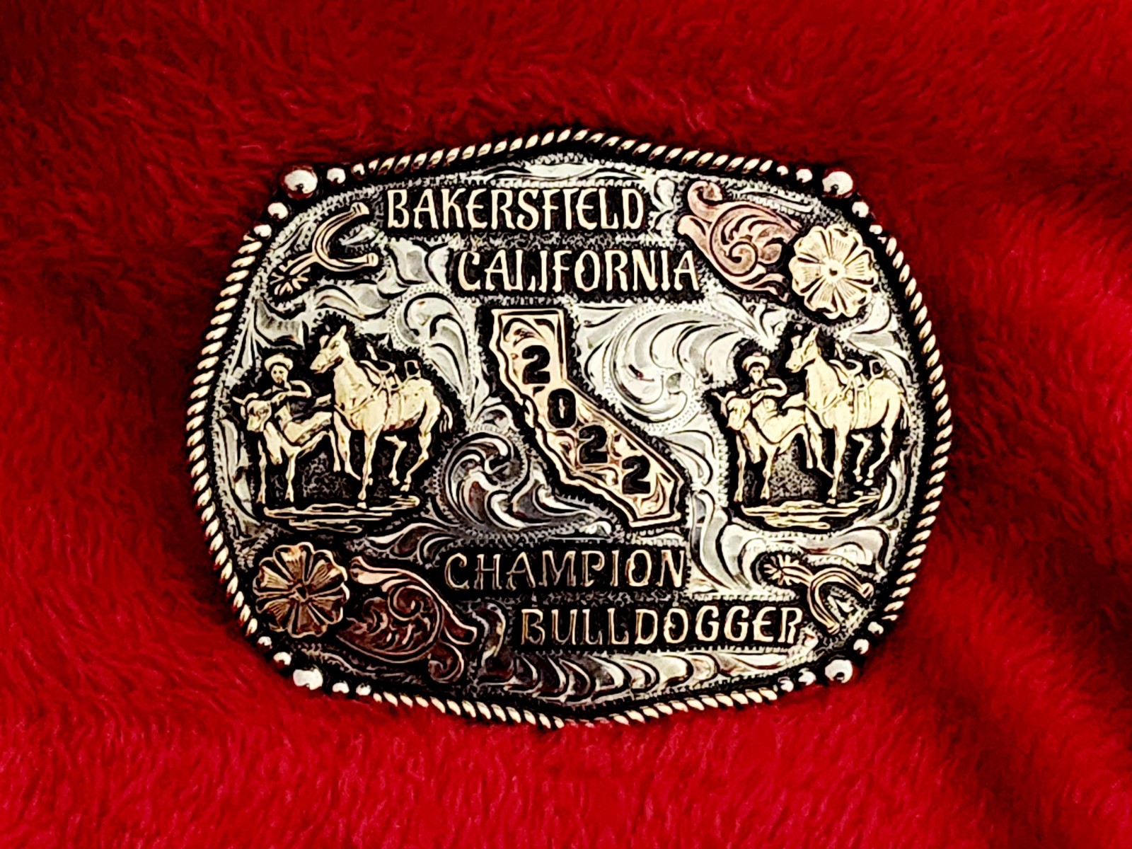Bulldogging Rodeo Champion Trophy Buckle☆BAKERSFIELD CALIFORNIA☆2022☆RARE☆759