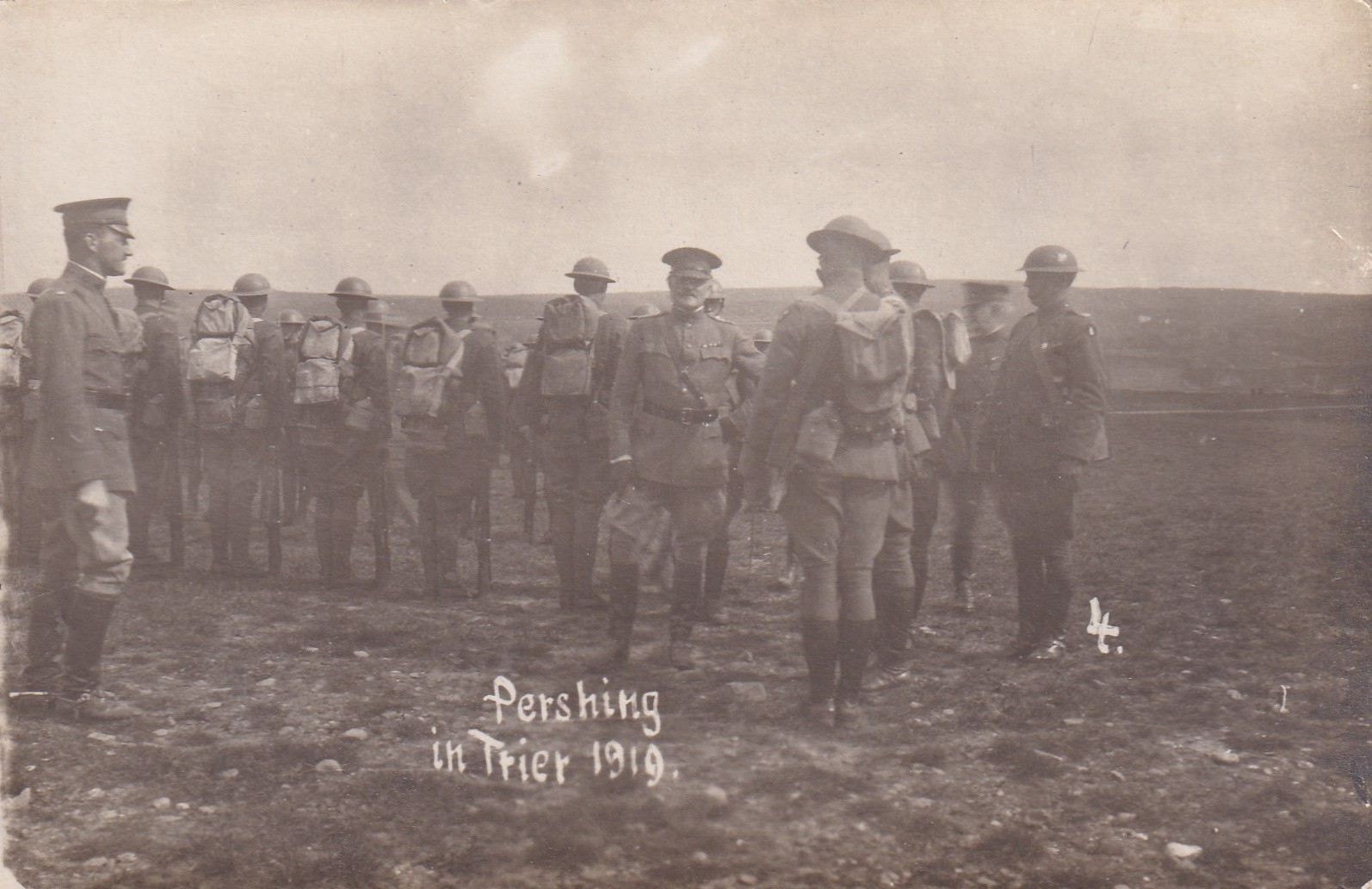 Original WWI RPPC Real Photo Postcard GENERAL PERSHING & 89th DIVISION TRIER 157
