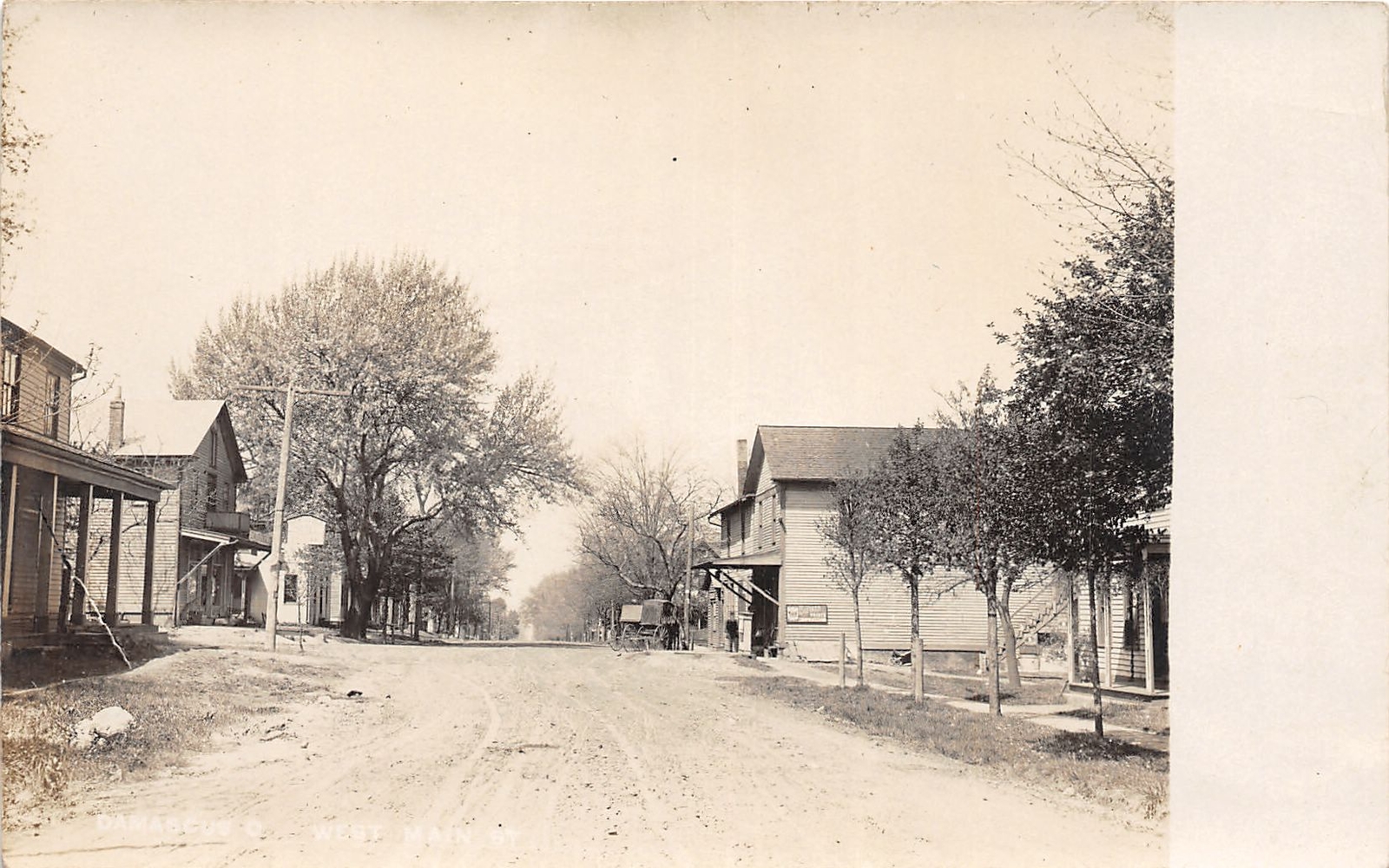 E91/ Damascus Ohio RPPC Postcard 1910 Main Street Homes Store 7