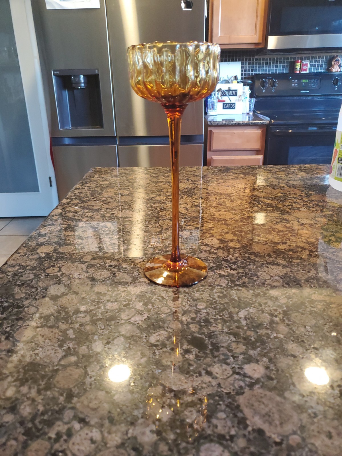 Vtg Amber Tall Compote 12