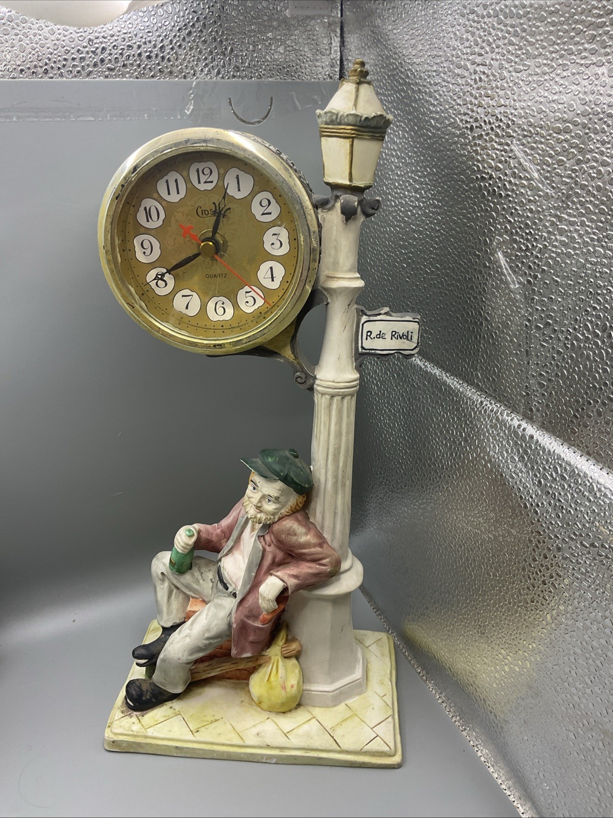 Vintage Hobo Vagabond Street Lamp Mantel Clock  R. De Rivoli Parisian