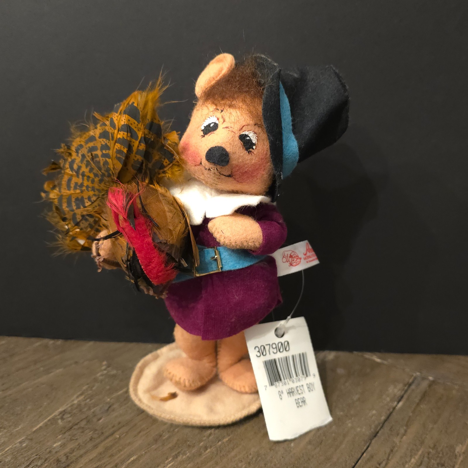 Annalee 2000 THANKSGIVING “8” HARVEST BOY BEAR” Pilgrim, Turkey W/ Tag