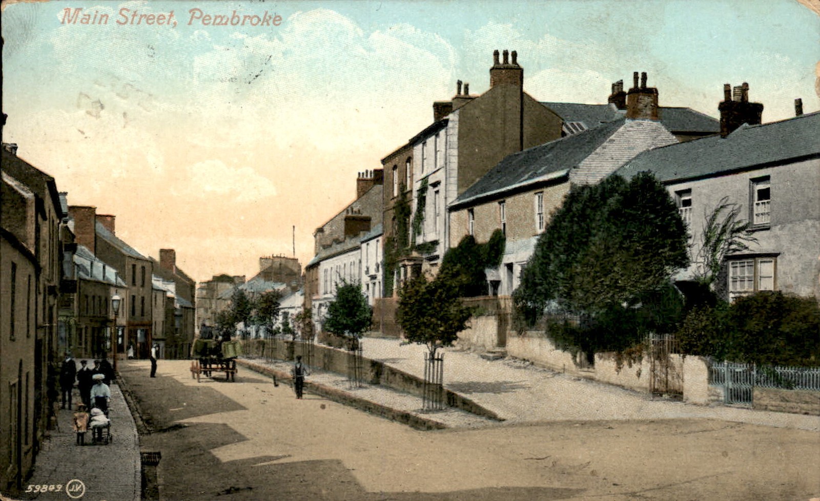 Pembroke Pembrokshire Main St. c1910 Vintage Postcard