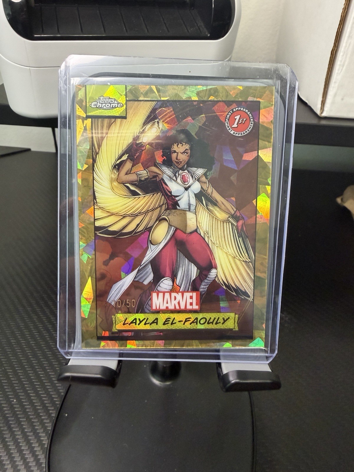 2024 Topps Chrome Marvel Sapphire Layla El-Faouly Gold Sapphire /50 RARE 2024 Topps Chrome Marvel Sapphire Layla El-Faouly Gold Sapphire /50 RARE