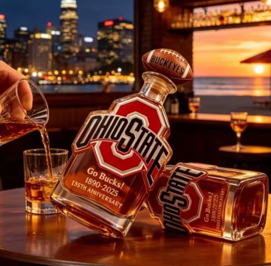Ohio State Football Liquor Whiskey Decanter Bottle New 