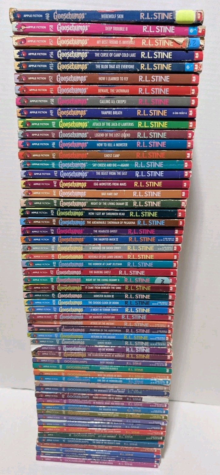 Near Complete Set First Print Goosebumps Vintage 90's 57 Out Of 62 Collection Near Complete Set First Print Goosebumps Vintage 90's 57 Out Of 62 Collection