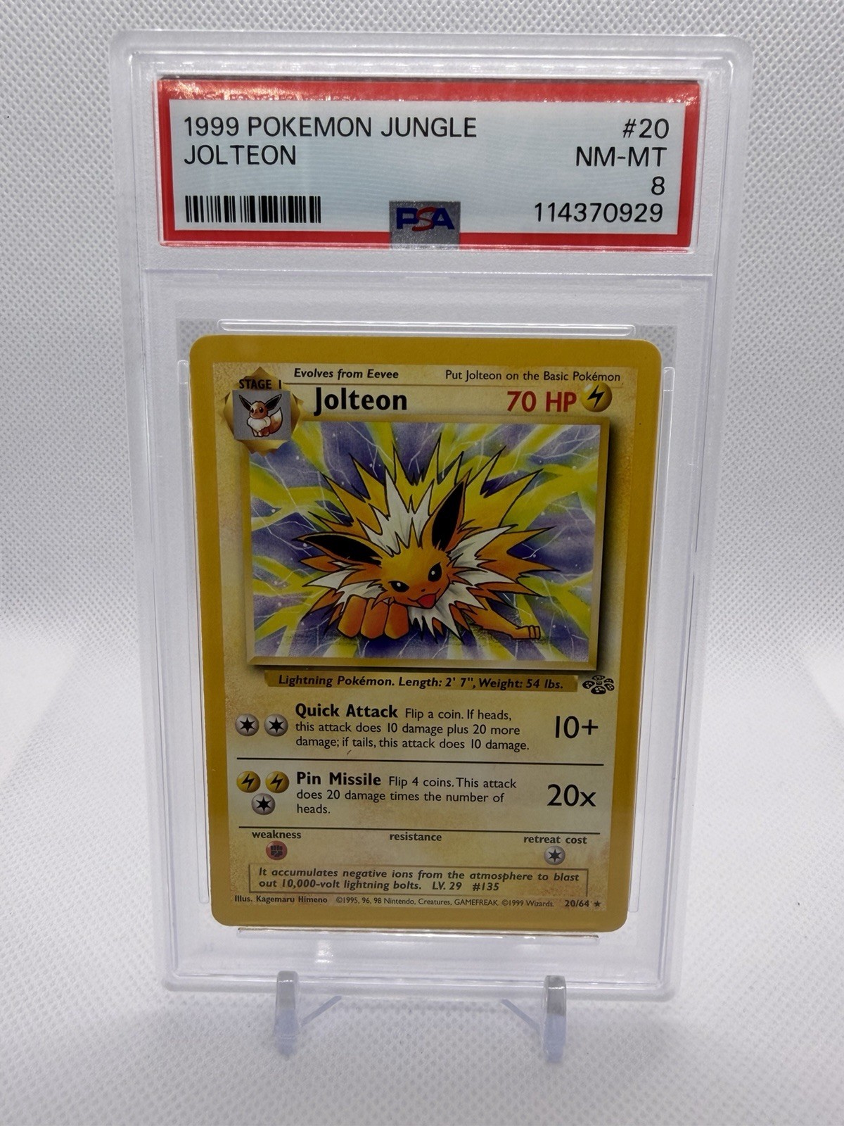 1999 Pokemon Jungle Jolteon #20 PSA-8