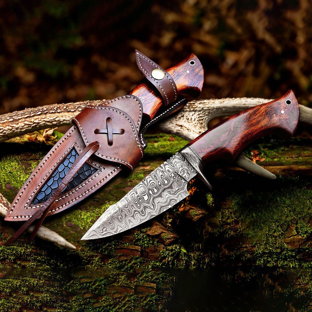 Hand Forged J2 Steel Premium Crown Stag Antler Hunting Bowie Knife Vintage