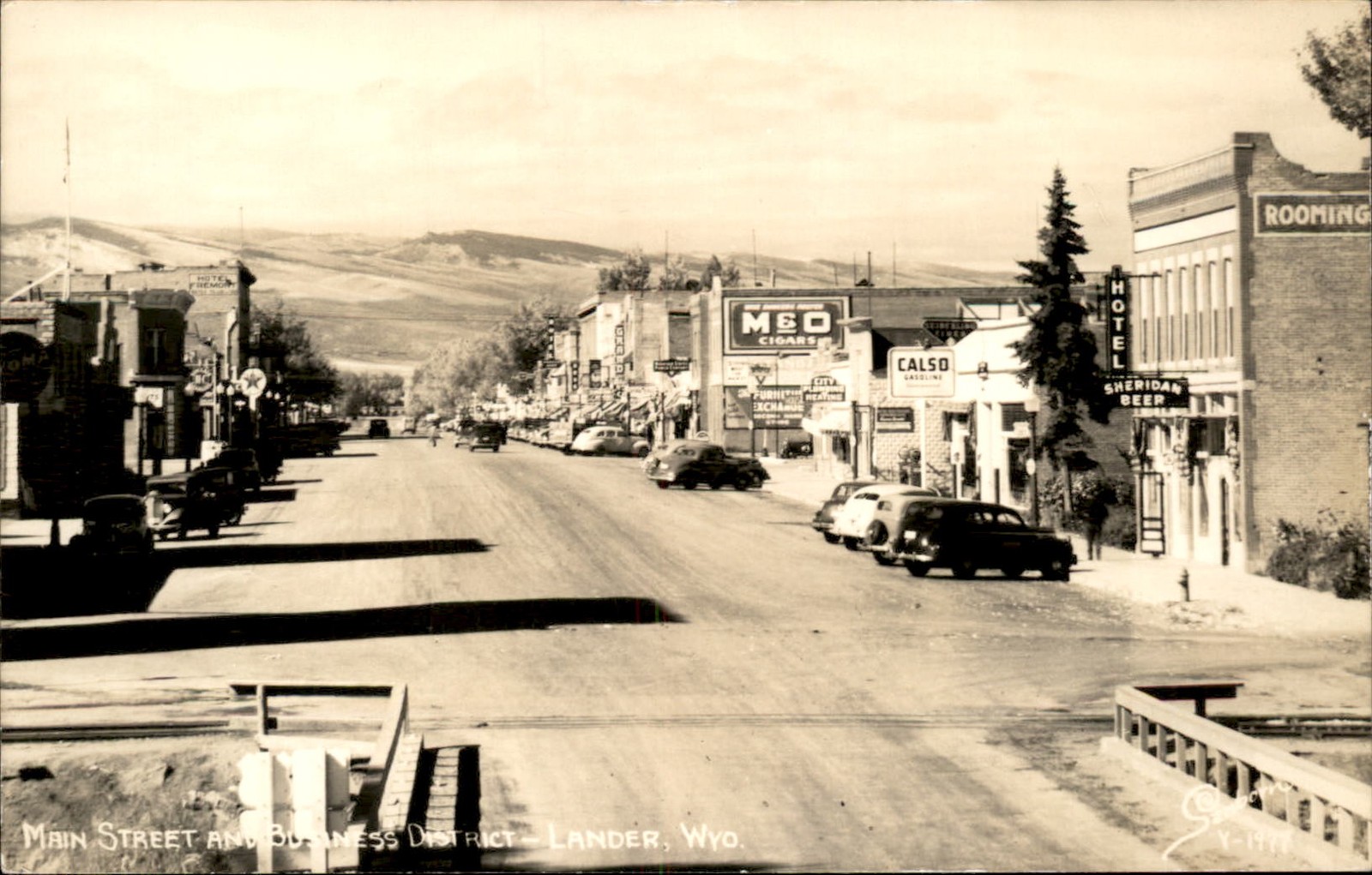 Lander WY Main Street Business District c1940s-50s Real Photo Postcard bhn