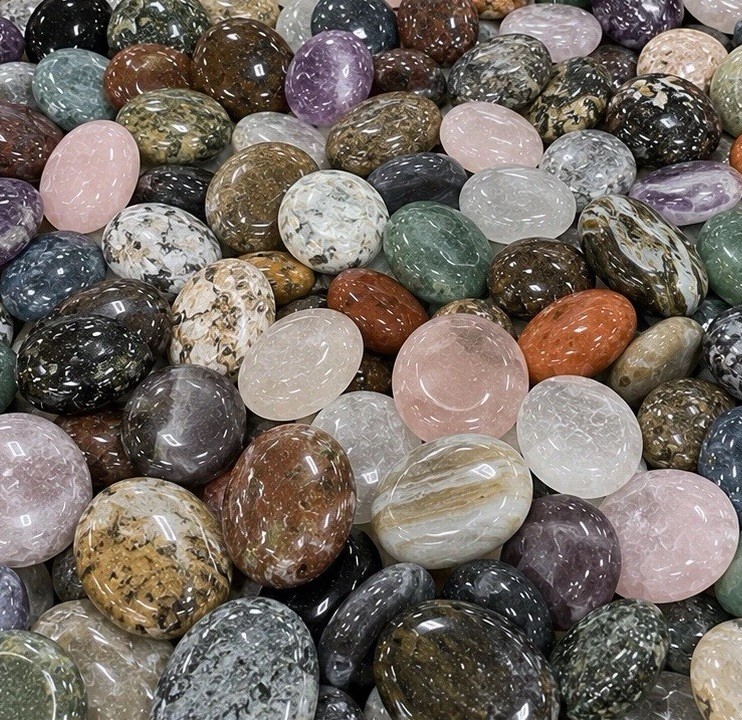 10 lb Mixed Crystal Palm Stones Wholesale Bulk Lot Polished Natural Crystals