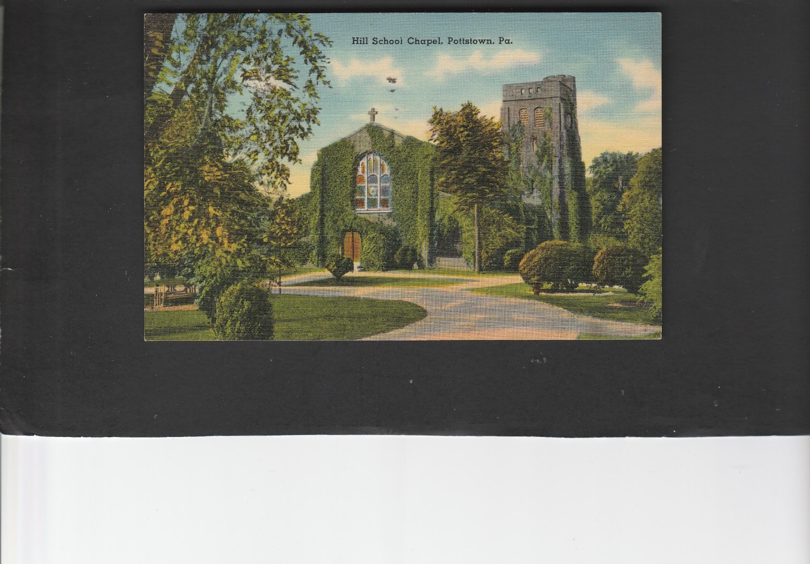 vintage 1944 postcard Hill School Chapel Pottstown Pennsylvania