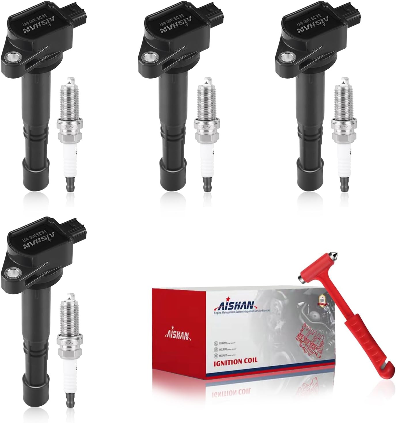 Set of 4 Ignition Coil Pack and Iridium Spark Plugs Compatible with Acura ILX...
