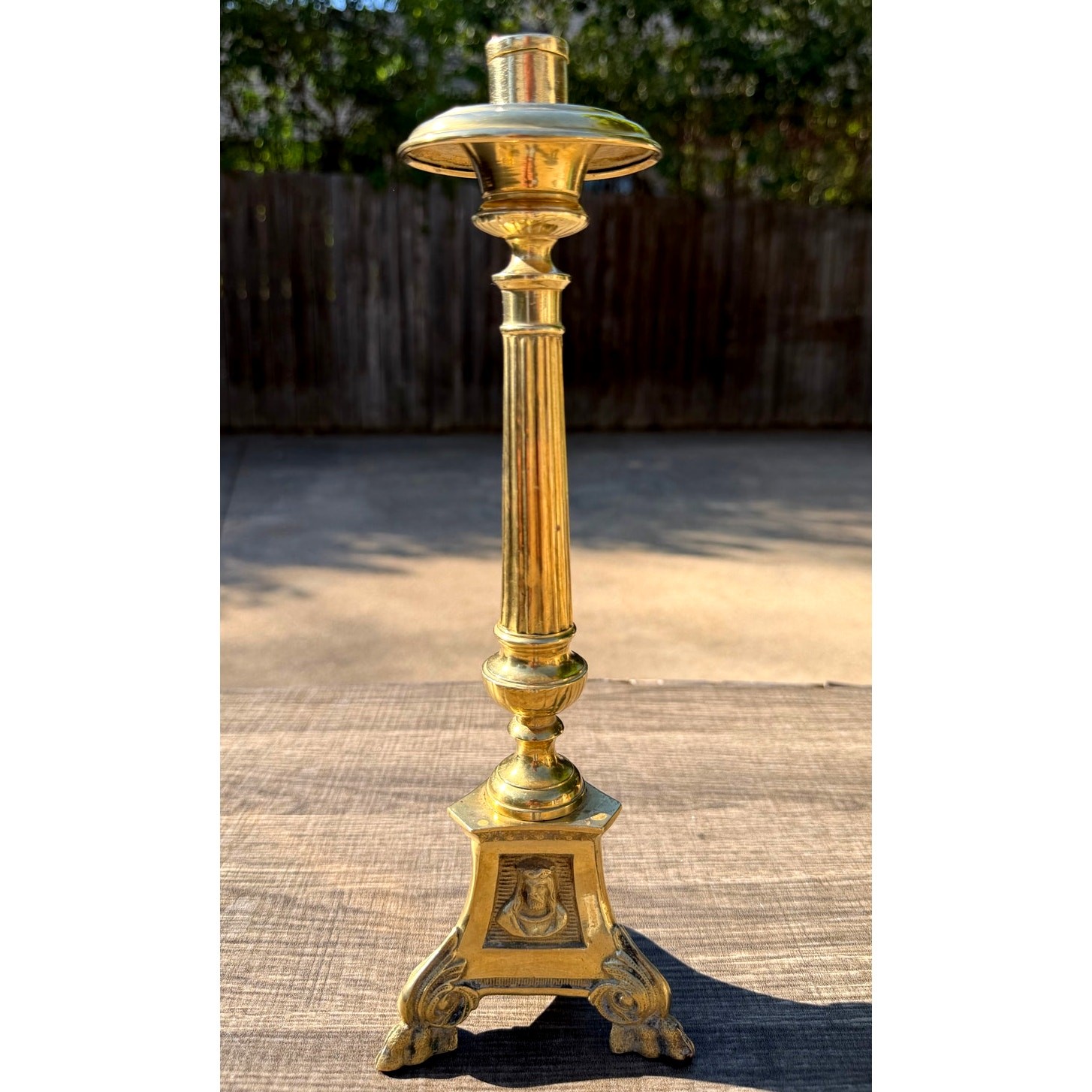 Antique Church Altar Brass Mary Joseph Jesus 12\ Antique Church Altar Brass Mary Joseph Jesus 12\
