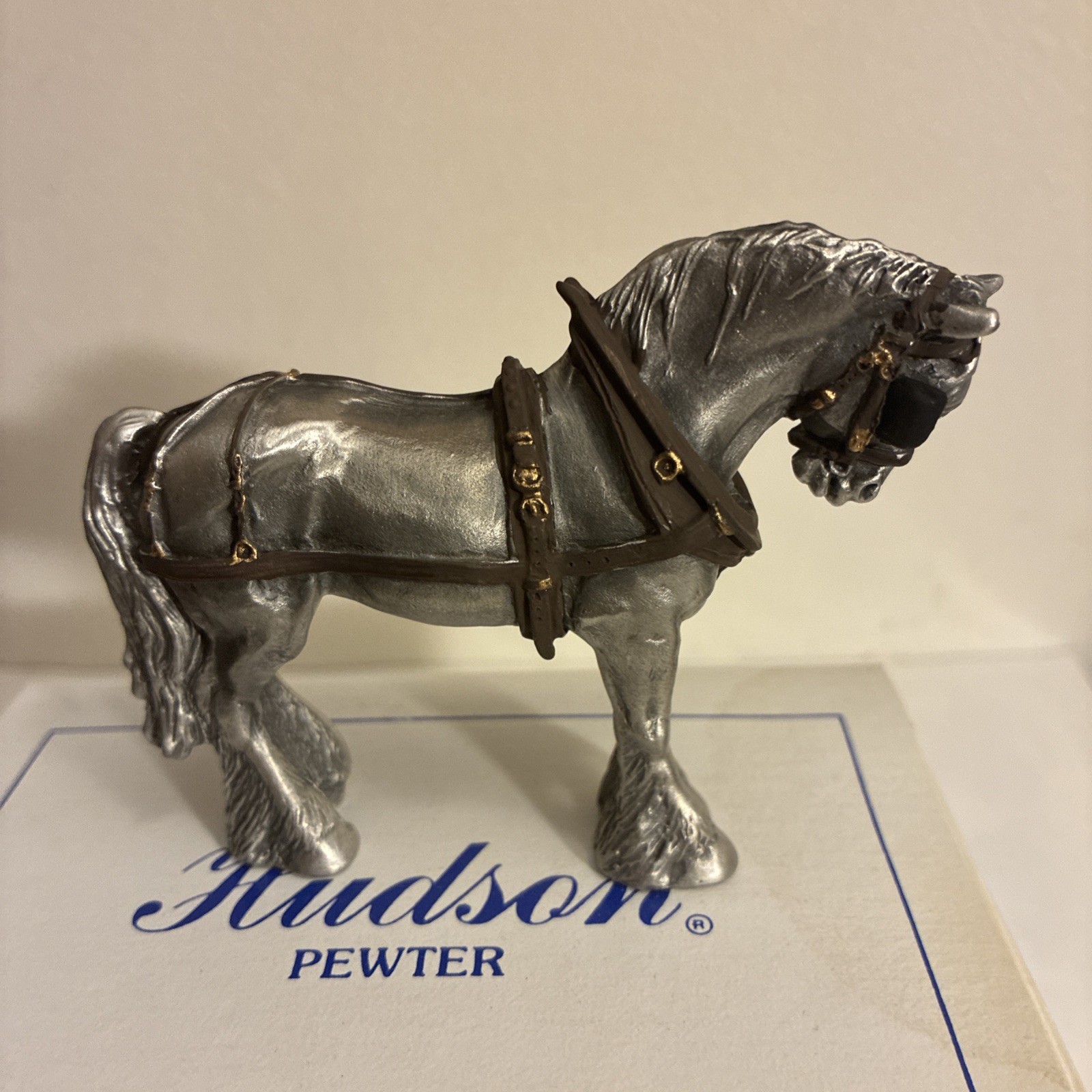 Hudson Pewter Villagers/ HANK/ WORKING HORSE #7508 NOS (3-1/4” x 2-3/4”)NIB