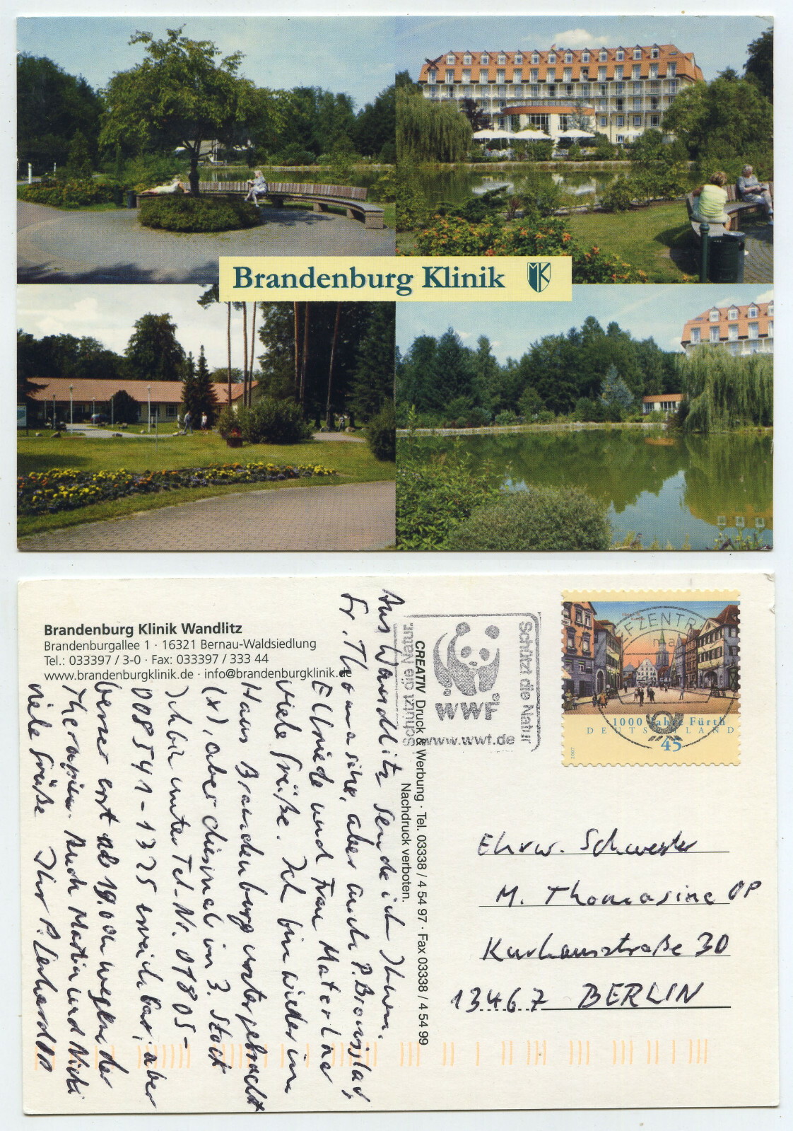 56298 - Wandlitz - Brandenburg Clinic - Postcard, used