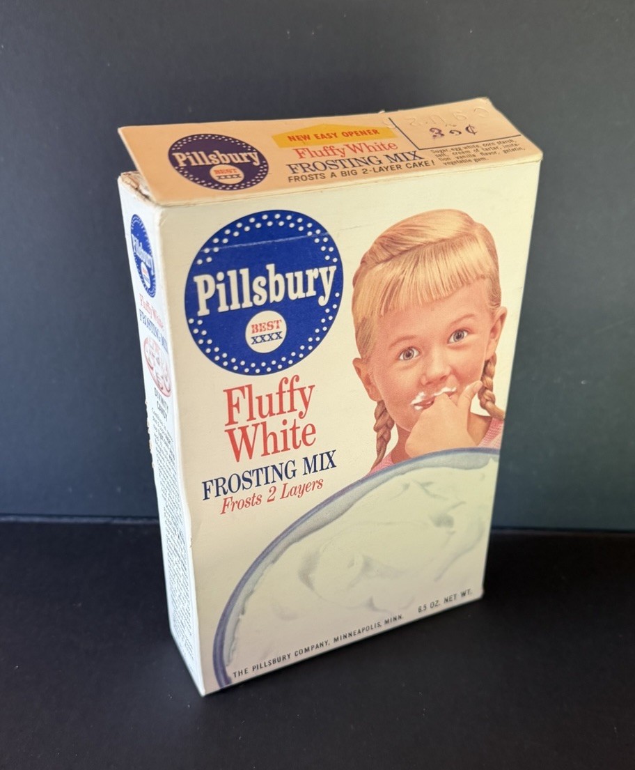 Vintage 1950's Pillsbury FLUFFY WHITE FROSTING MIX Box