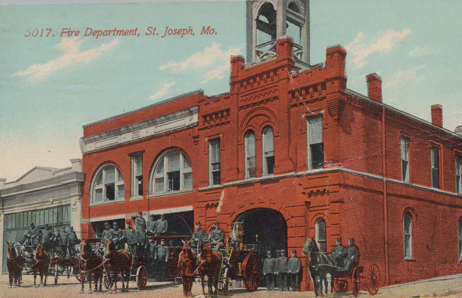 St. Joseph MO Fire Dept Horse Drawn Apparatus Postcard Acmegraph c1909 St. Joseph MO Fire Dept Horse Drawn Apparatus Postcard Acmegraph c1909